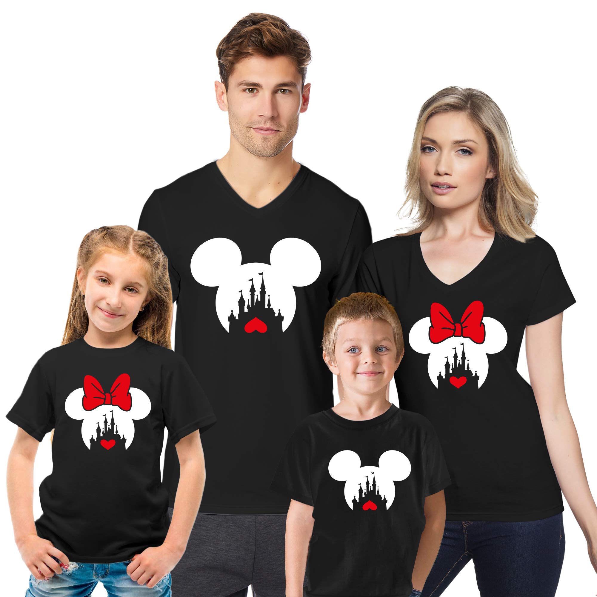 **Cali Trend Station Family Matching T-Shirts - Mickey & Minnie Mouse Heart Design - Couple & Family Outfits for Disney Vacations & Theme Park Trips**