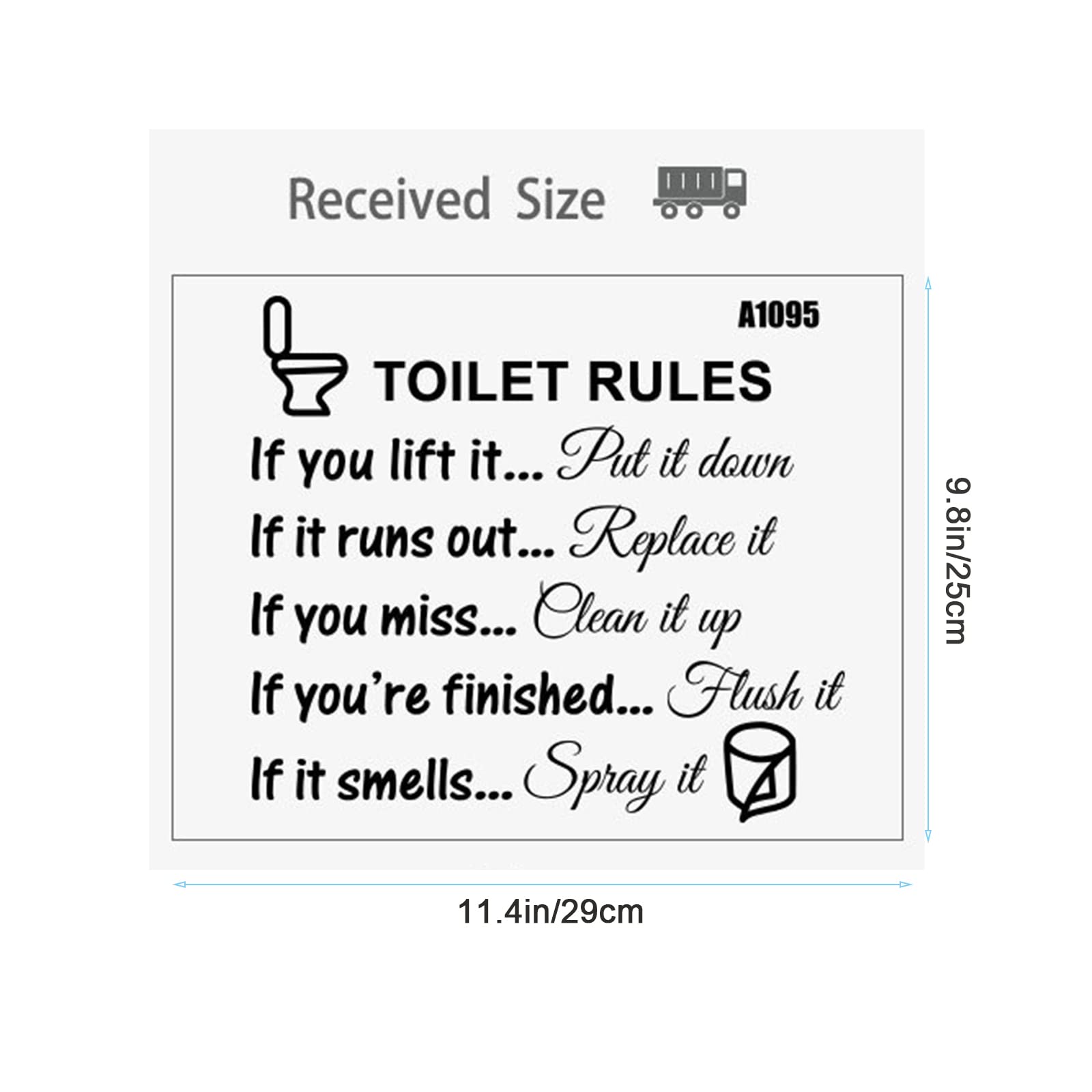 3 Pack Toilet Rules Wall Decals - Bathroom Vinyl Stickers for Kids Room, Home & Washroom Decor - Funny WC Sign Art for Bedroom, Nursery & School Use