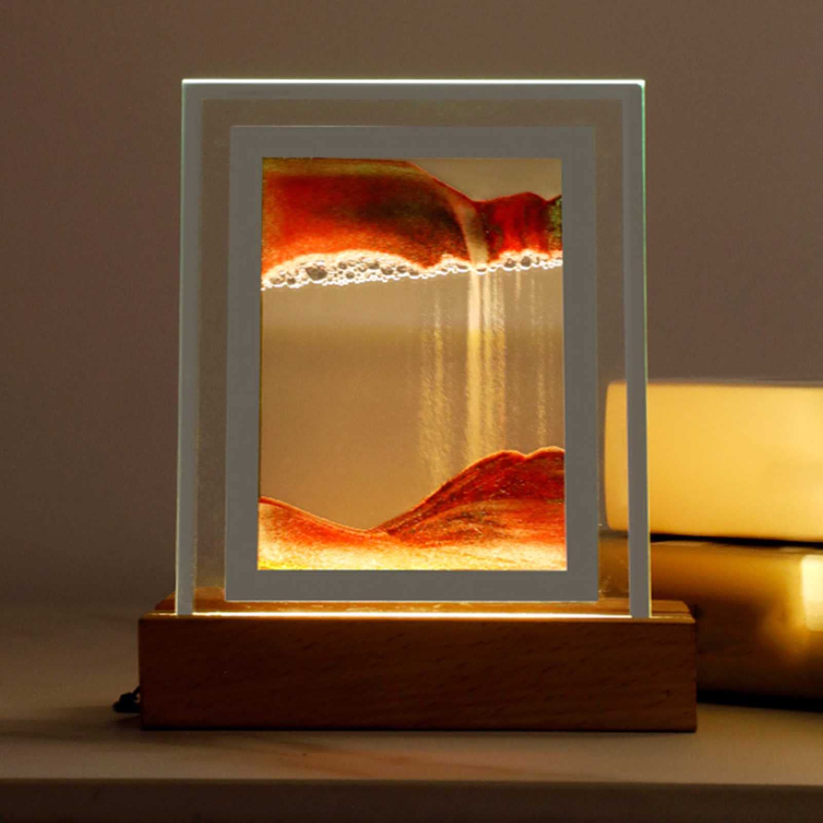 Xianfei 3D Creative Quicksand Painting LED Table Lamp - 360° Deep Sea Sand View Night Light for Home & Office Desktop Decoration - Perfect for Bedroom, Living Room, and Kids Room Ambient Lighting