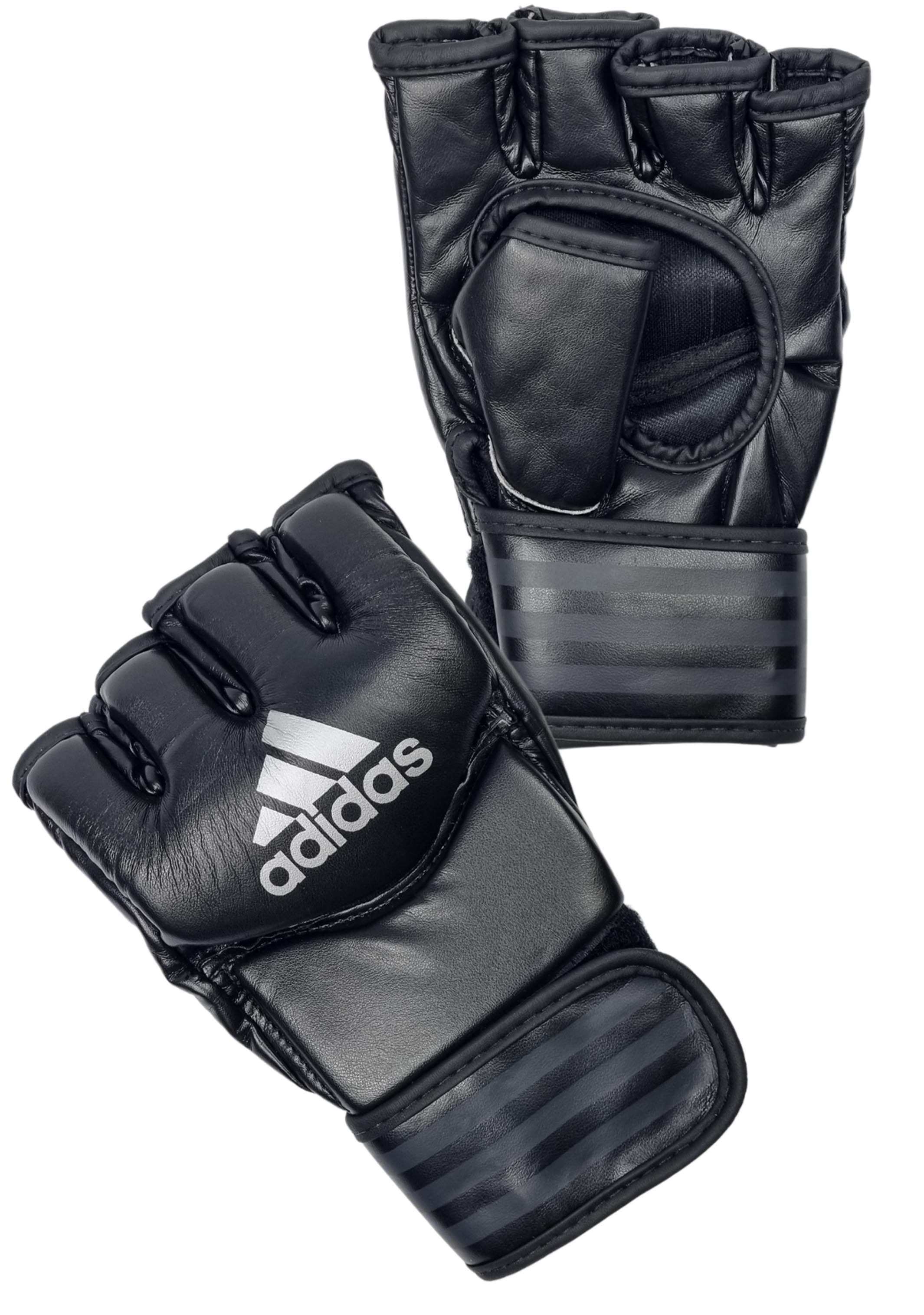 Adidas Combat Sports Boxing Gloves for Men & Women - Black/Silver (ADICSG07 BS) - Premium Training Gloves for MMA, Kickboxing, and Muay Thai - Perfect for Gym Workouts and Sparring Sessions