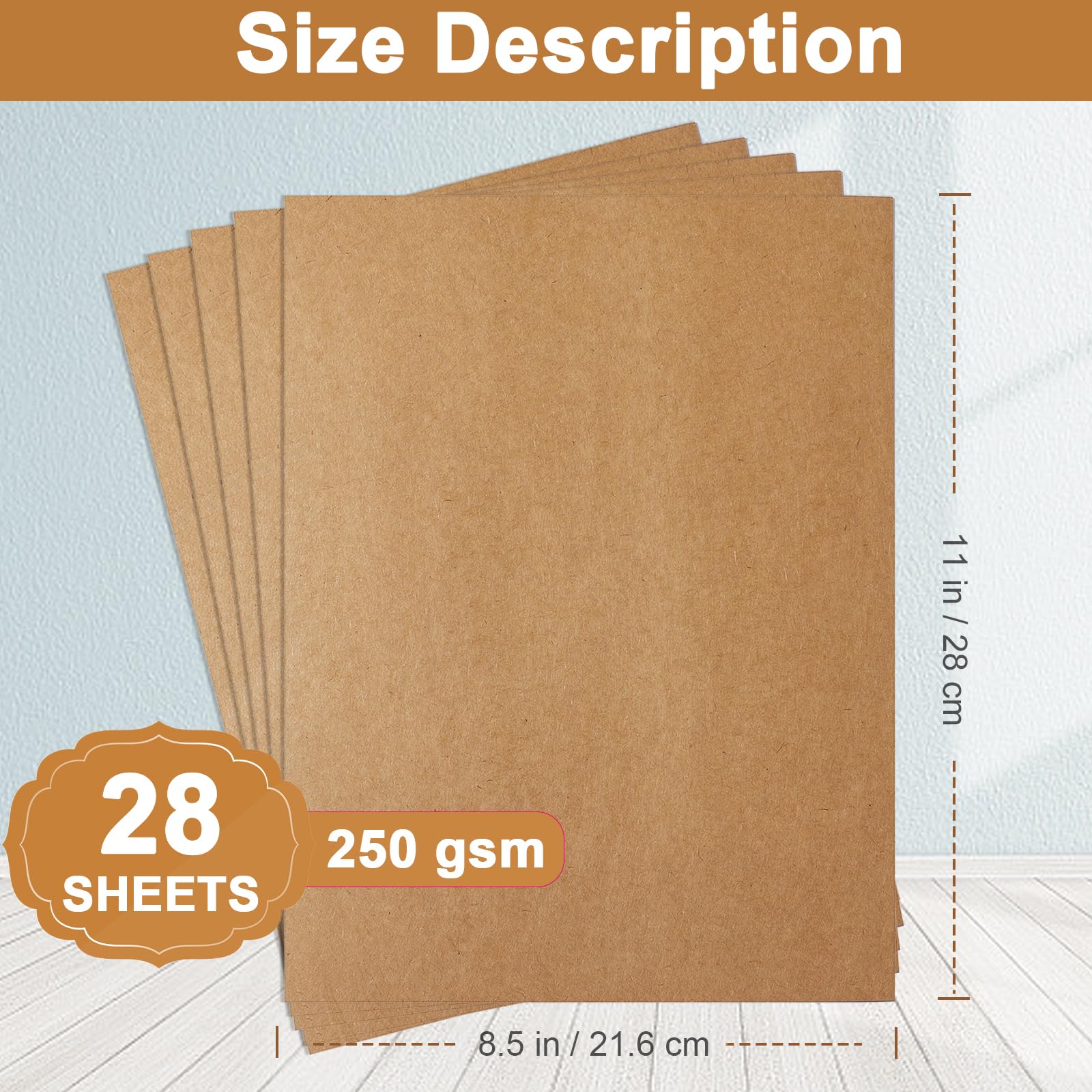 28 Sheets Brown Cardstock Paper 8.5 x 11 Inches - 92lb Heavyweight Cardstock for Greeting Cards, Invitations, Certificates, Wrapping, Office & Stationery - Premium Printer Paper for Crafting, Scrapbooking & Professional Printing