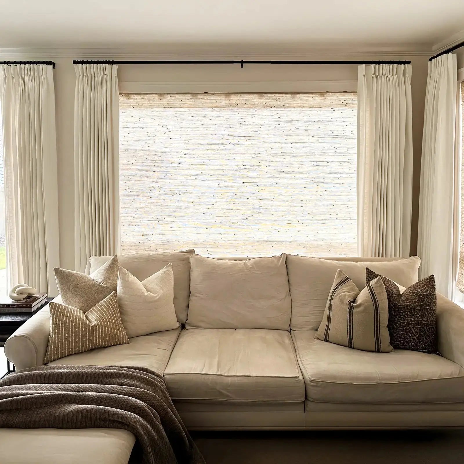 Premium Ian Linen Drapery Pleat Curtains - Elegant Window Treatments for Living Room & Bedroom Decor