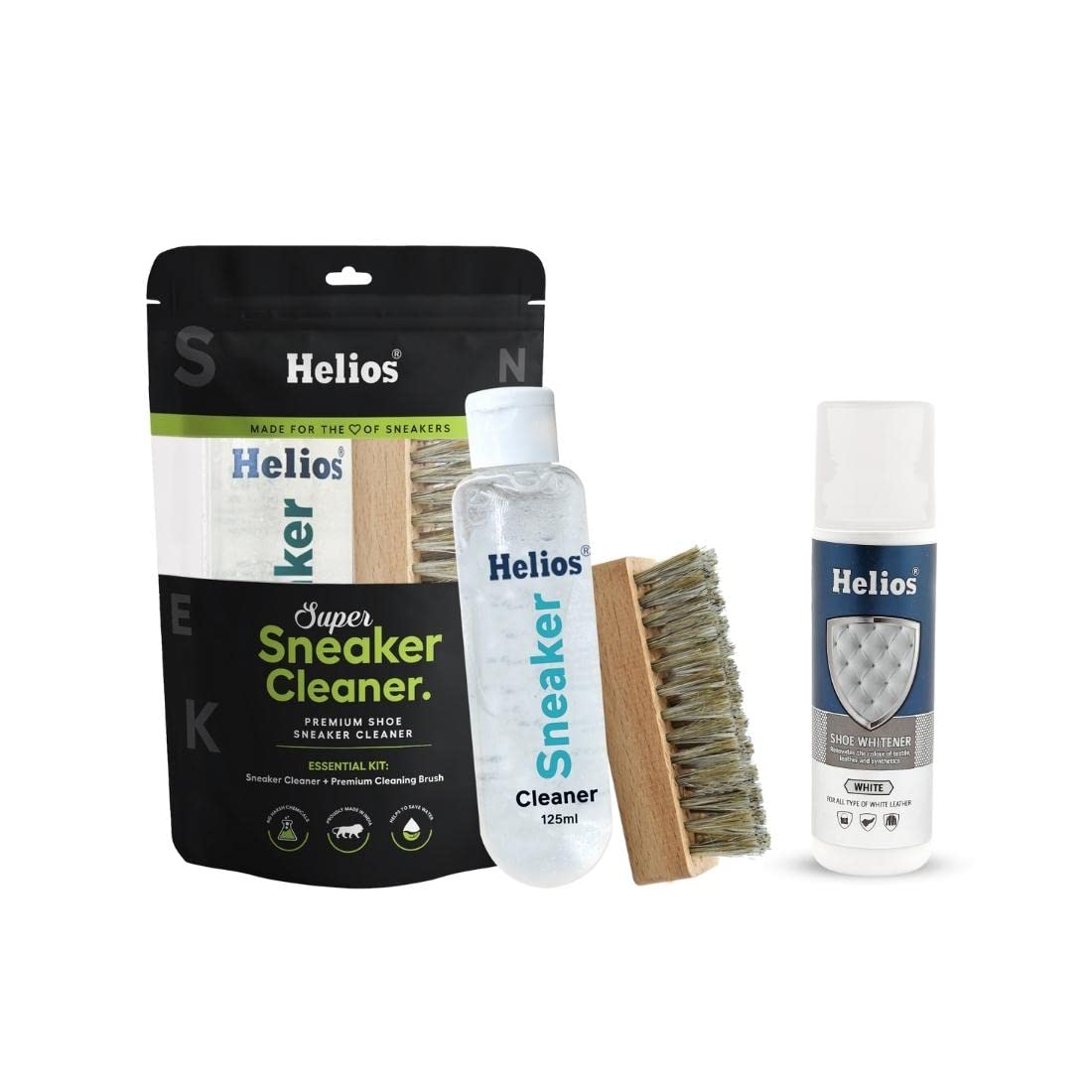 Helios Sneaker Cleaner & Shoe Whitener - Premium Stain Remover for White Shoes & Sneakers | Quick Drying, Non-Toxic Formula | Perfect for Gym, Running & Everyday Wear