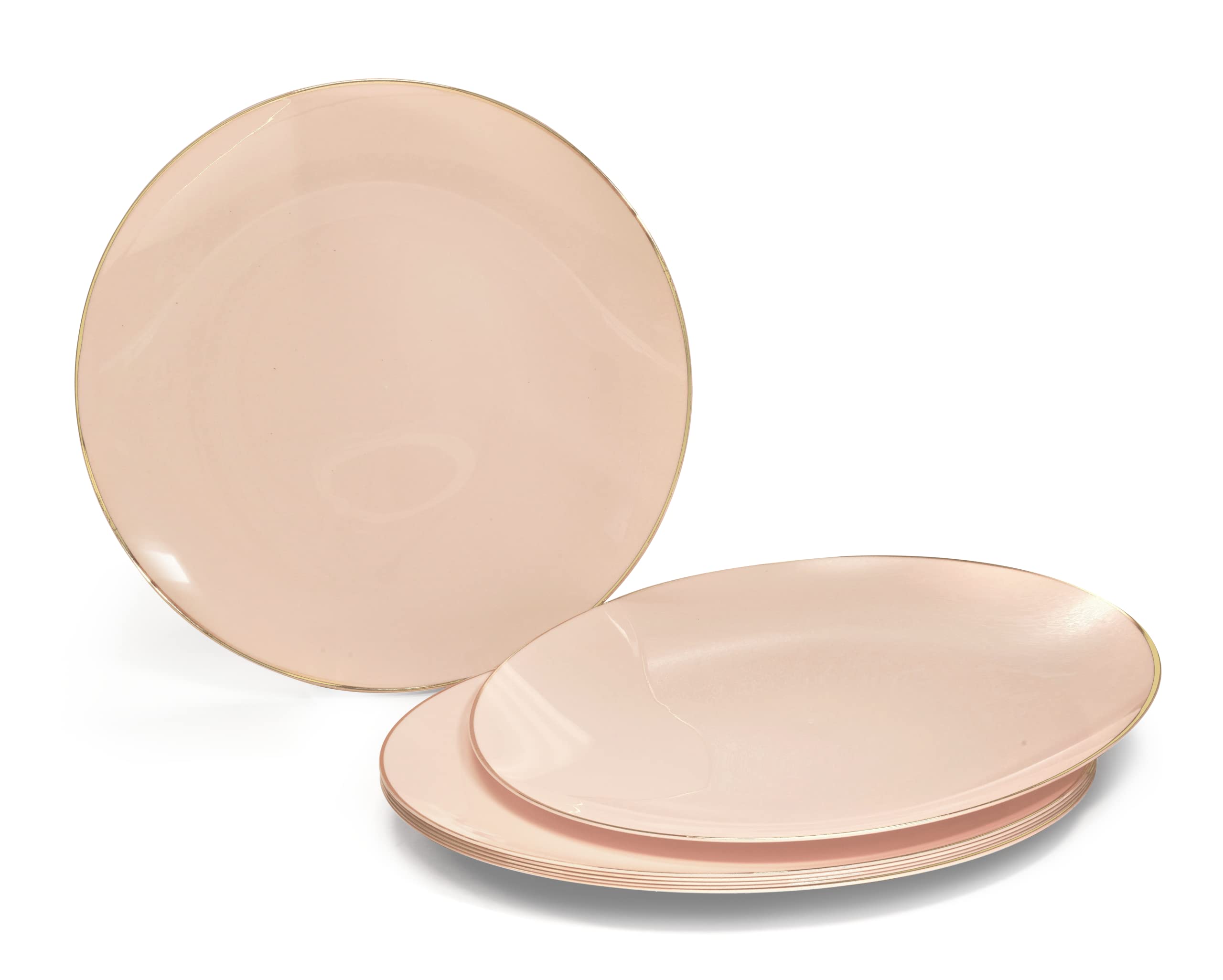 240-Pack Disposable Plastic Plates for Weddings & Parties – 7.5'' Appetizer/Dessert Plates in Bali Blush & Gold – Perfect for Birthday Celebrations, Bridal Showers, and Catering Events