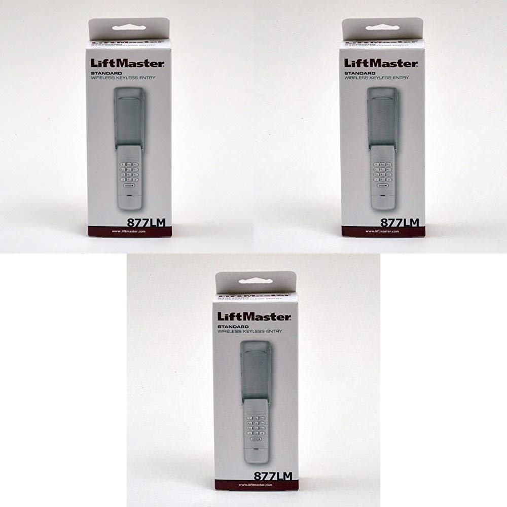 Liftmaster 877LM Wireless Keyless Entry System - 3-Pack with Yellow Learn Button (Compatible with 2015-Present Models) - Secure Garage Access for Homes & Businesses