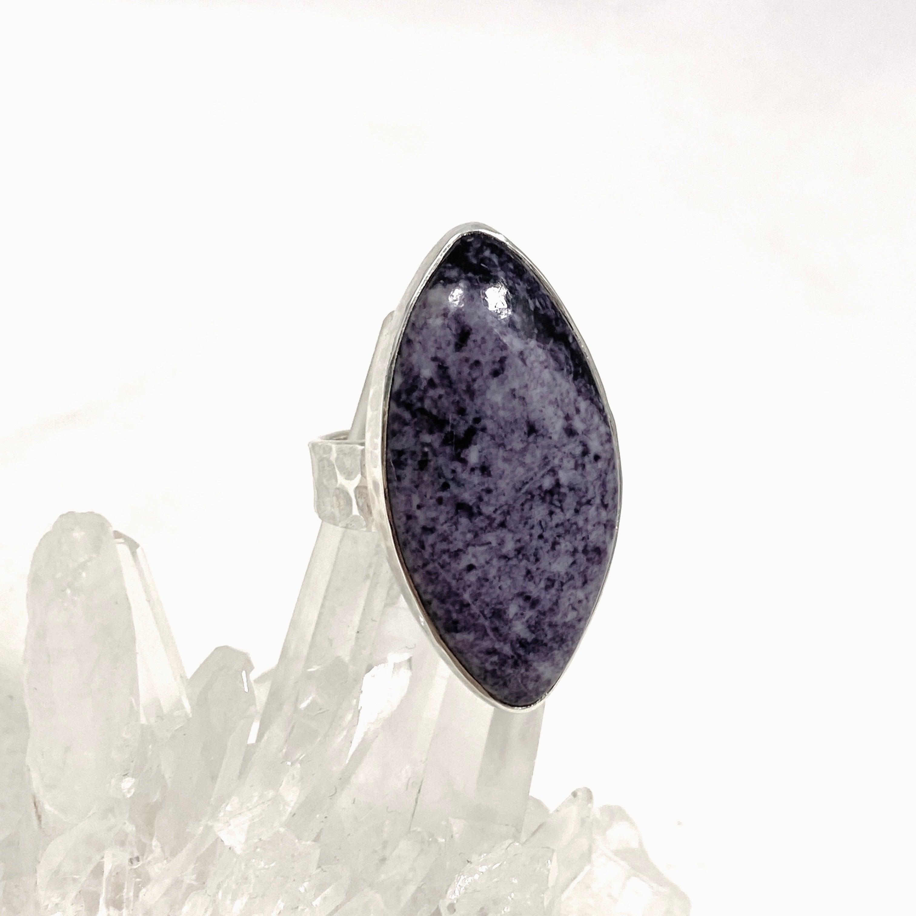 Kammererite Marquise Ring with Hammered Band - Size 11 KRGJ3142 - Elegant Statement Jewelry for Weddings & Special Occasions