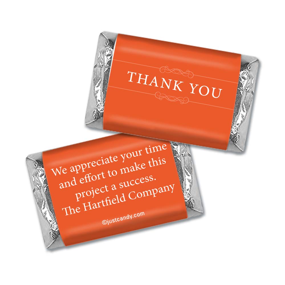 Personalized Thank You Candy Favors Miniatures - Orange (75 Count) | Perfect for Weddings, Baby Showers & Party Favors | Bulk Candy Gifts for Guests & Celebrations