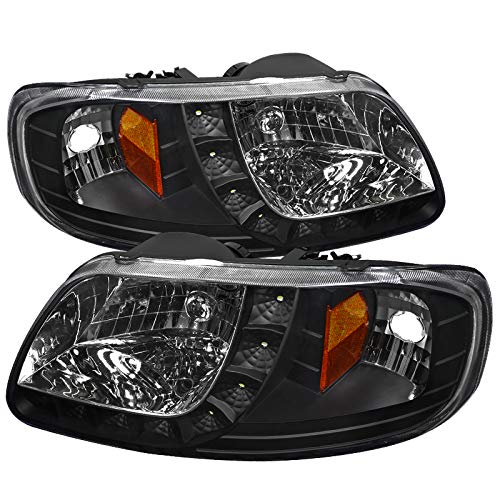 97-03 Ford F150 Expedition Pickup Truck Black SMD LED Headlights - High Performance Driving Lamps for Night Visibility & Off-Road Use