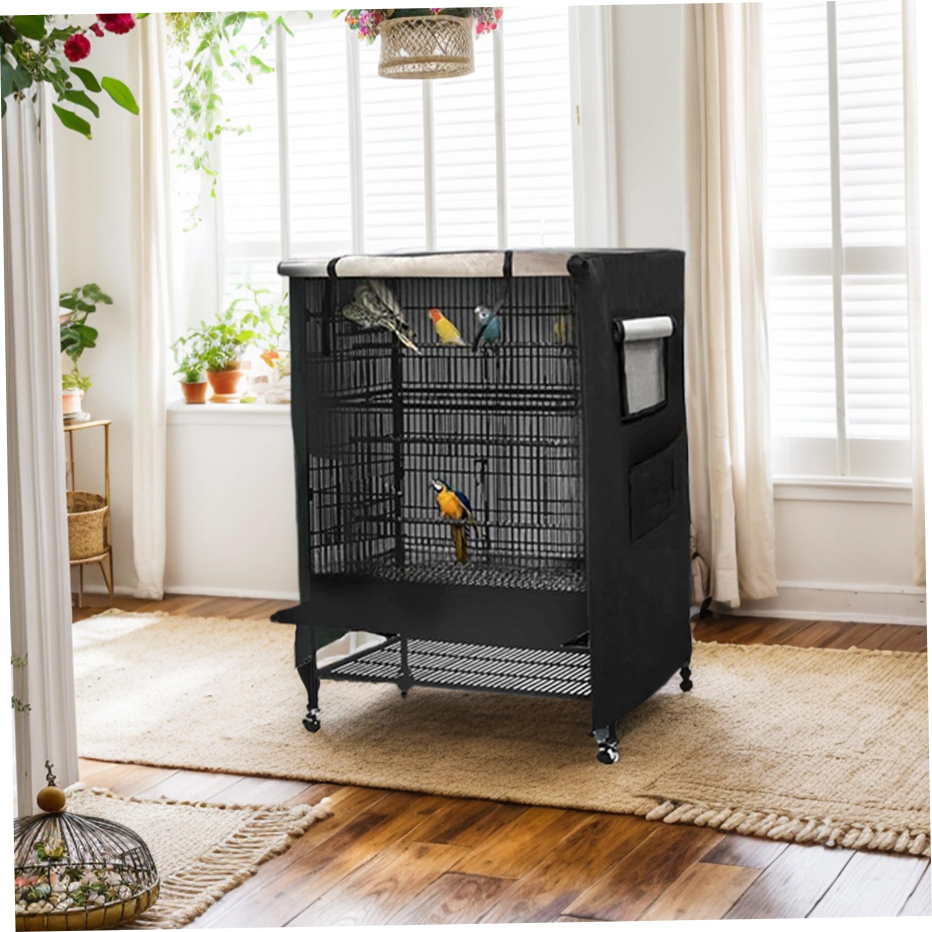 210D Waterproof Universal Bird Cage Cover 38x23.6x51 Inch - Blackout & Breathable for Birds, Critters, Cats & Small Animals - Night Privacy & Comfort - Perfect for Indoor/Outdoor Use, Travel & Stress Reduction