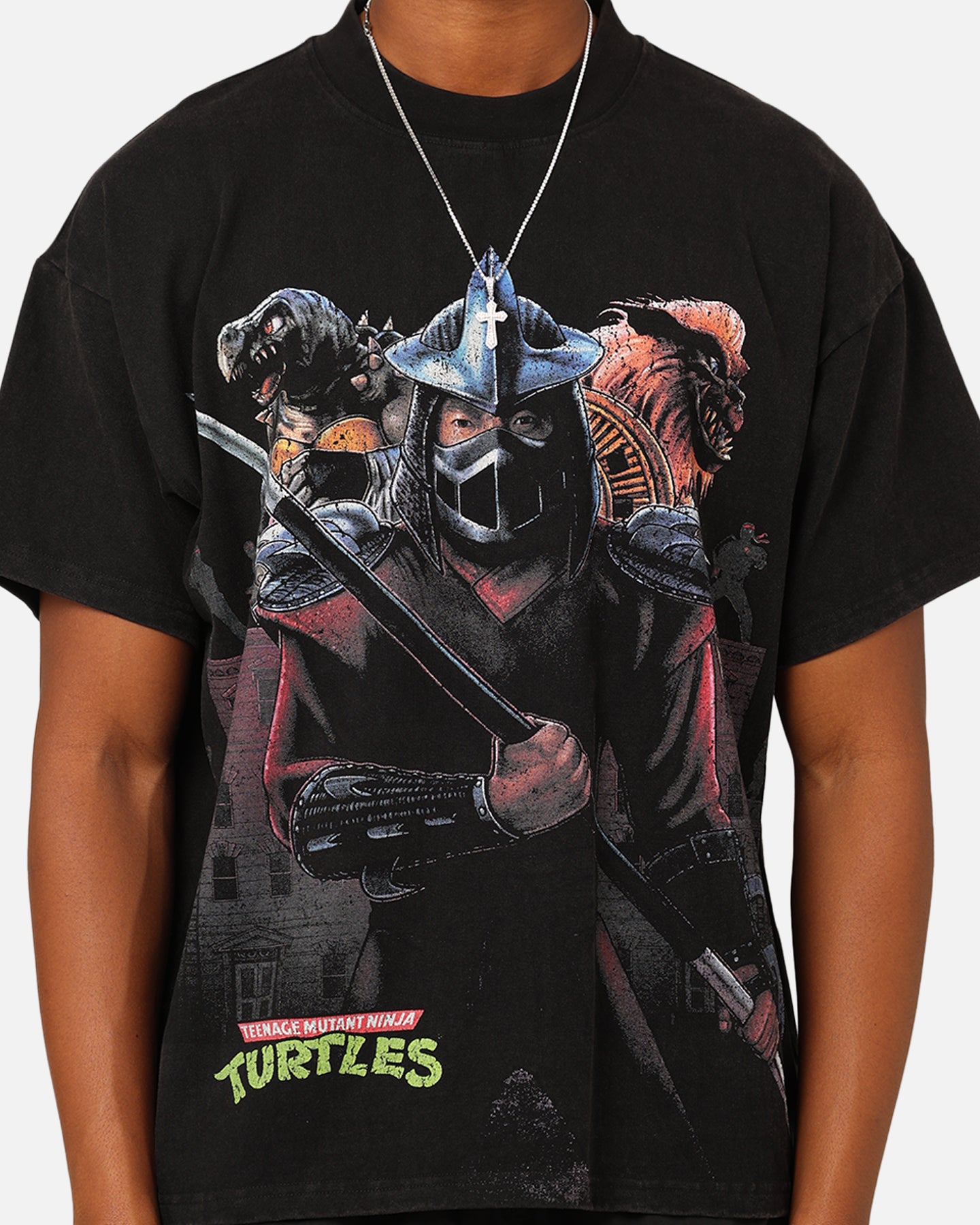 American Thrift X Teenage Mutant Ninja Turtles Shredder Colossal Graphic T-Shirt - Black Wash Vintage Style | TMNT Fan Merch, Casual Wear & Cosplay