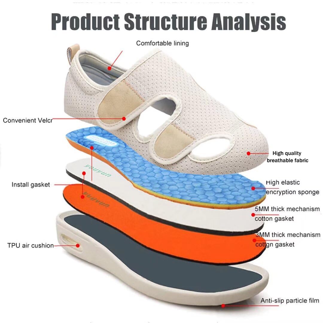 Hovoto Diabetic Shoes for Women & Men - Extra Wide Width Orthopedic Walking Shoes with Memory Foam for Swollen Feet - Adjustable Medical Comfort Shoes for Daily Walking & Diabetic Foot Care