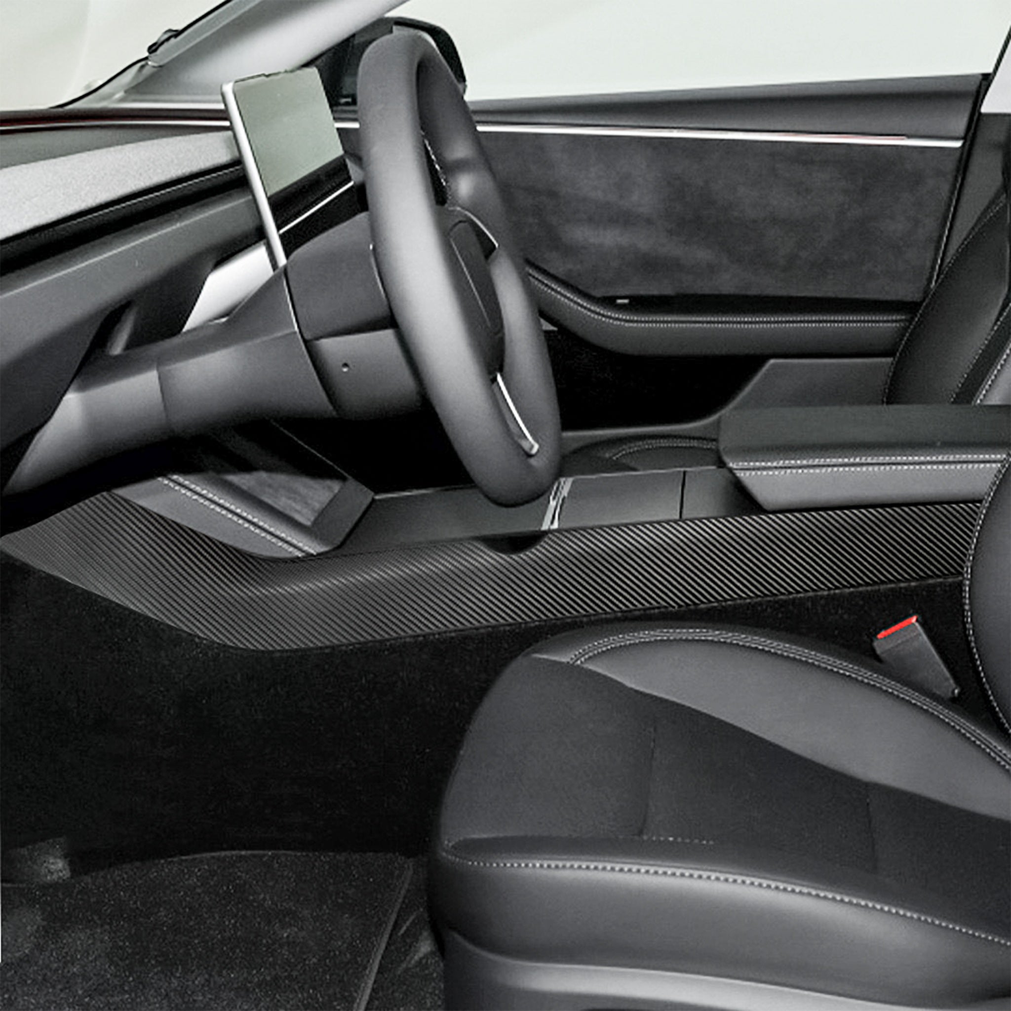Premium Real Carbon Fiber Center Console Side Panel Covers for Tesla Model 3 Highland 2024+ (2-Piece Set) - Enhance Interior Style & Protect from Scratches for Daily Driving & Road Trips