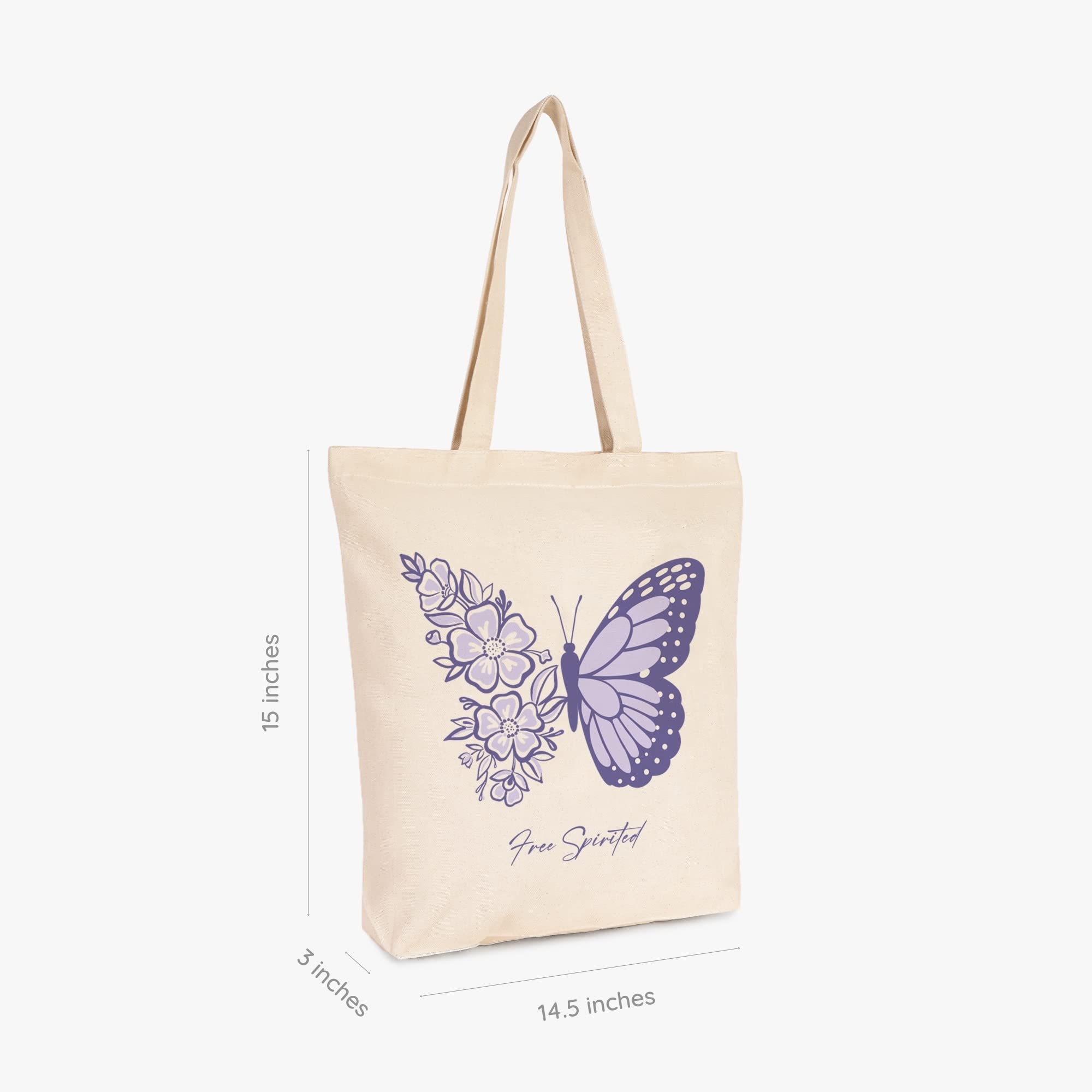 Ecoright 100% Organic Cotton Canvas Tote Bag with Zip for Women - Reusable Shopping Bag, College Backpack, Beach & Travel Tote - Perfect for Groceries, School, Vacation & Eco-Friendly Lifestyle