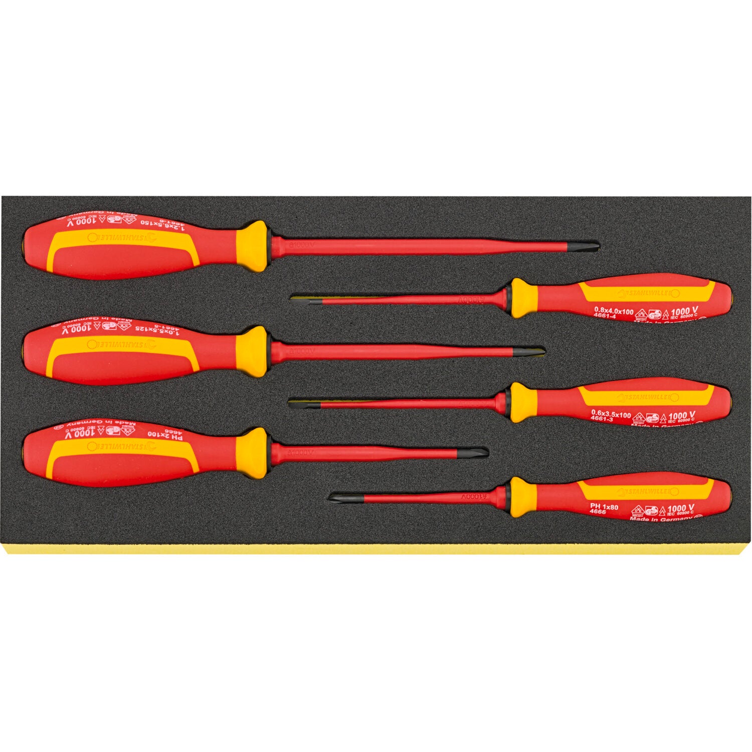 Stahlwille 96838816 VDE Screwdriver Set DRALL+ 4695 VDE - Professional Insulated Screwdrivers for Electricians & DIY Electrical Work