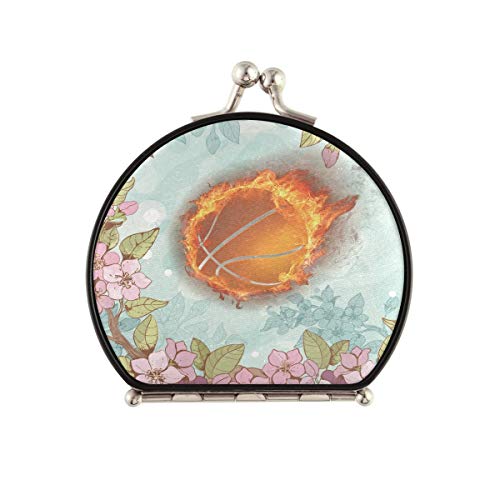 Compact Travel Makeup Mirror - Foldable Pocket Mirror for Women & Girls, Perfect for Handbag, Purse, Basketball & Flower Design - Ideal for On-the-Go Touch Ups, Travel Essentials & Gift Giving