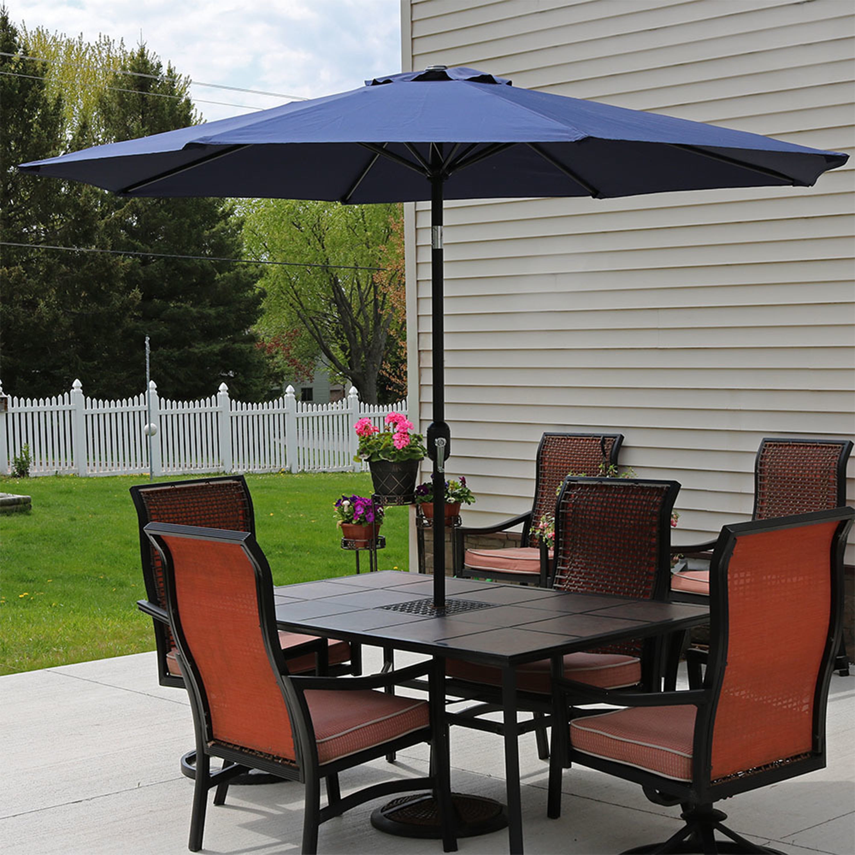 Sunnydaze 9-Foot Aluminum Outdoor Patio Umbrella with Tilt & Crank - Heavy Duty Sun Shade for Poolside, Backyard, Deck, and Garden