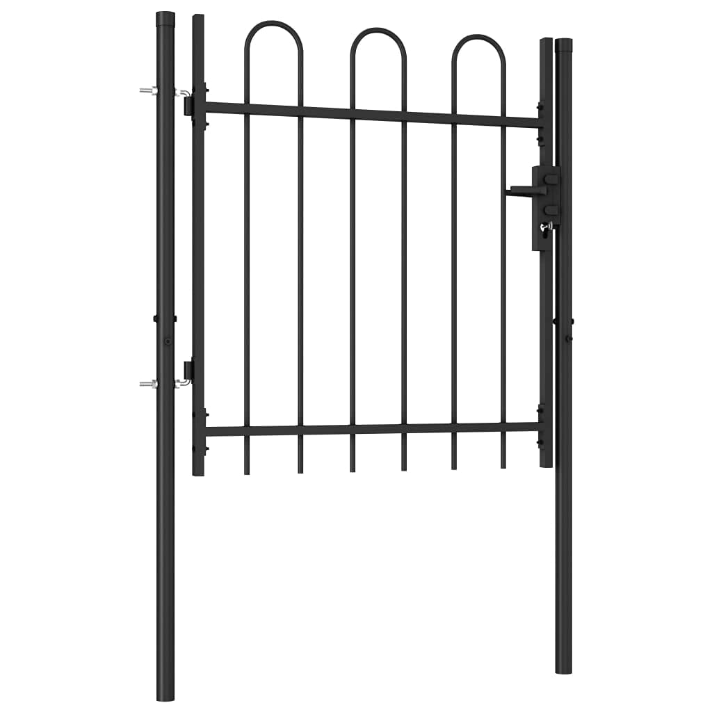 Black Powder Coated Steel Metal Garden Gates - Decorative Scroll Design Fence for Garden, Patio, or Terrace - Perfect for Enhancing Outdoor Spaces & Landscaping