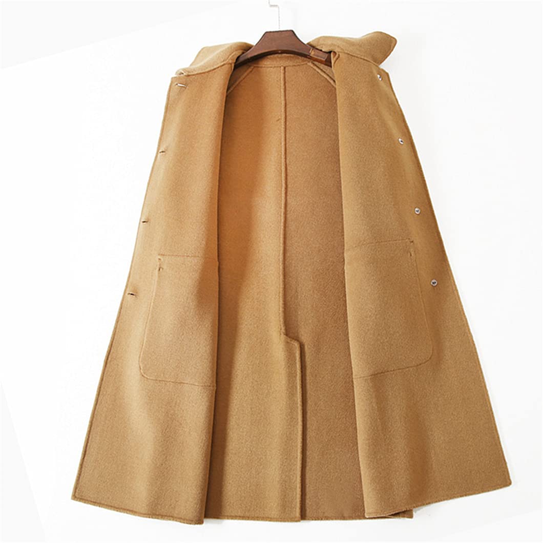 Women's Double-Sided Wool Coat - Solid Color Single Breasted Mid-Length Winter Coat with Pockets | Perfect for Office, Dating & Fall/Winter Fashion