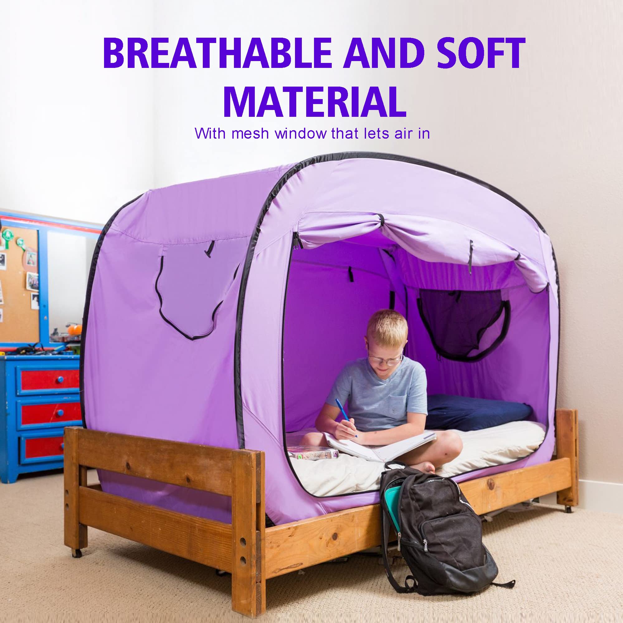 **Portable Bed Tent for Kids & Adults - Breathable Indoor Sleeping Canopy with 2 Doors, Private Dream Space - Perfect for Camping, Reading Nook & Nap Time**