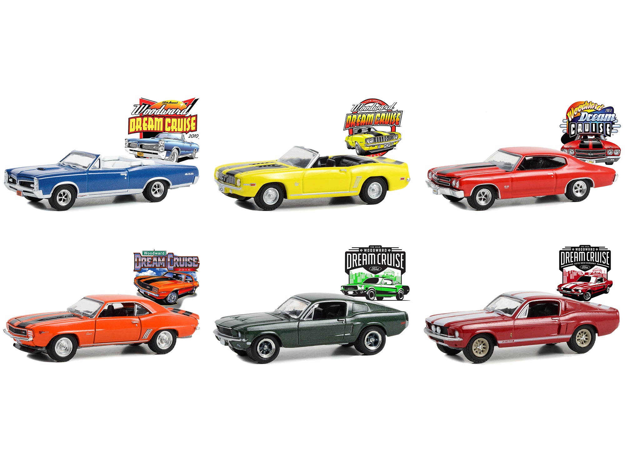 Greenlight 1/64 Scale Diecast Model Cars - Woodward Dream Cruise Series 1 (Set of 6) - Collectible Miniature Vehicles for Display, Gifts & Car Enthusiasts