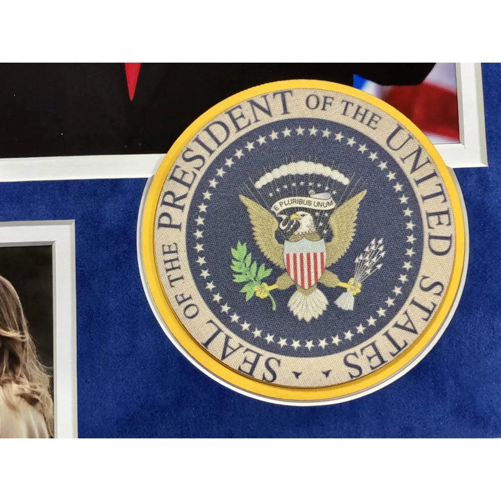 President Donald Trump Framed Photo Collage with Official Seal - Patriotic Republican MAGA Memorabilia for Home, Office & Political Events