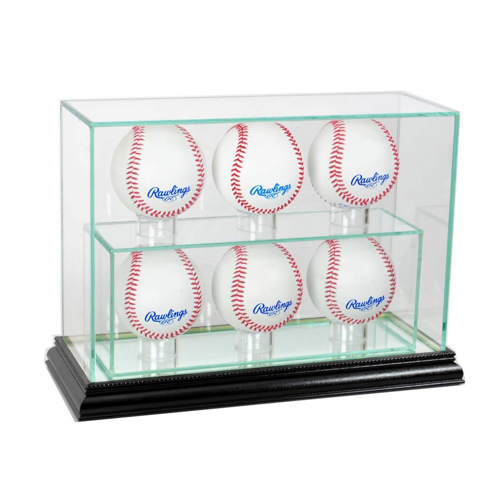 MLB 6 Upright Baseball Display Case - Premium Glass Showcase for Collectible Baseballs - Perfect for Home, Office, or Sports Memorabilia Collection Display