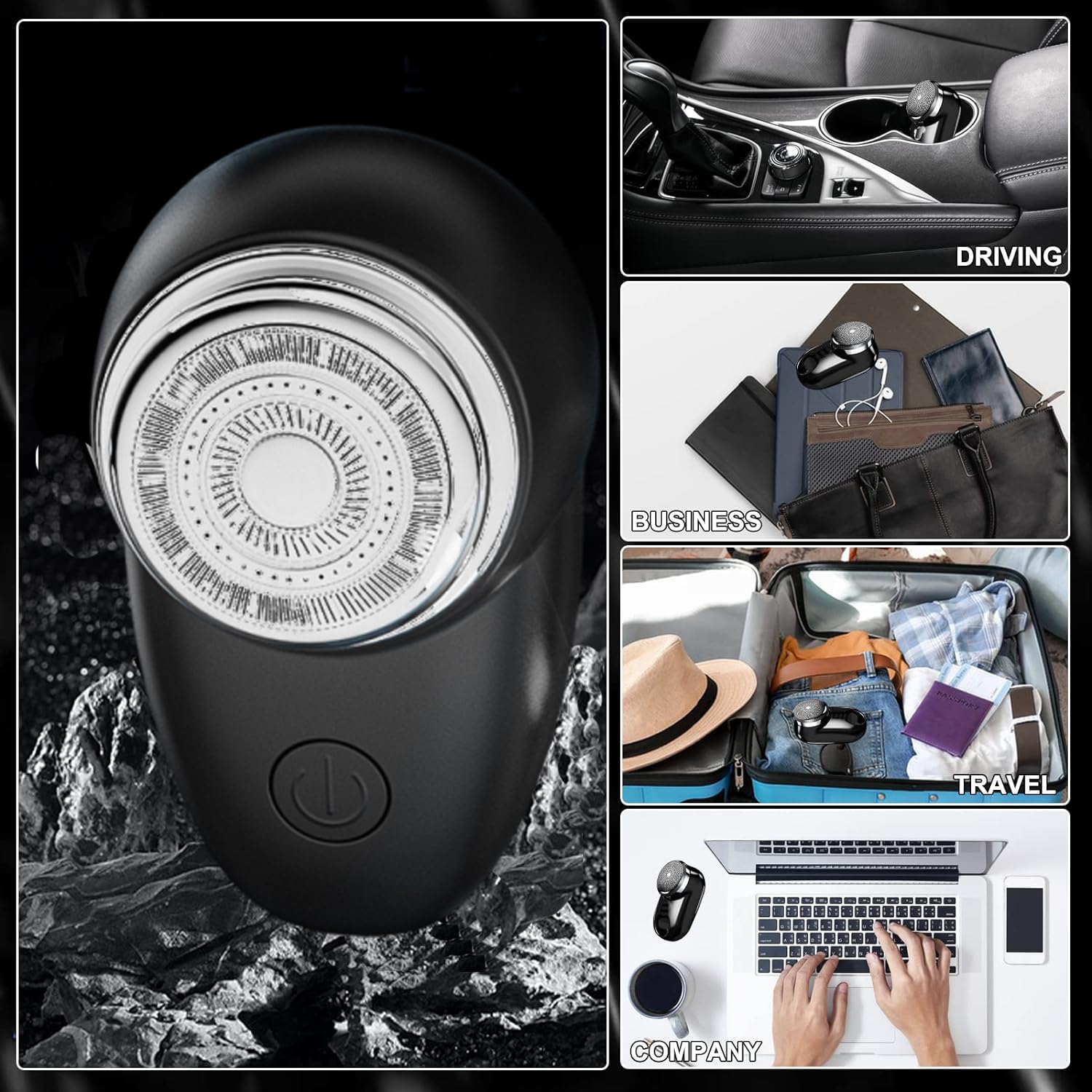 Portable Mini Electric Shaver - 8500 RPM High Speed with 20-Sided Stainless Steel Blade & Battery Level Indicator - Long Lasting 30-Day Use for Men's Grooming - Perfect for Home, Car, Travel & Business Trips