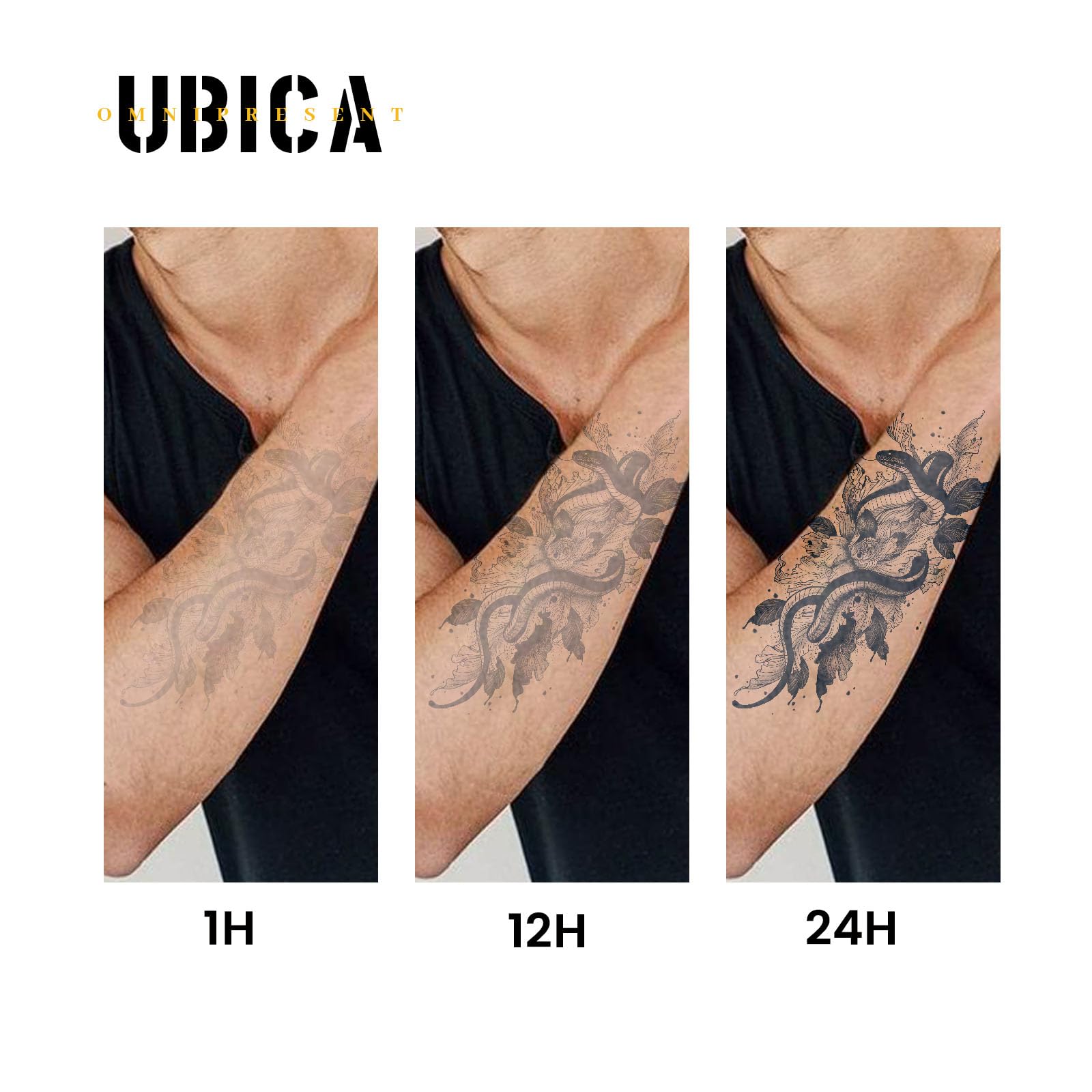Waterproof Semi-Permanent Fake Tattoos - Realistic Flower Designs (7.5x4.8in) Lasts 1-2 Weeks - Perfect for Parties, Festivals & Temporary Body Art