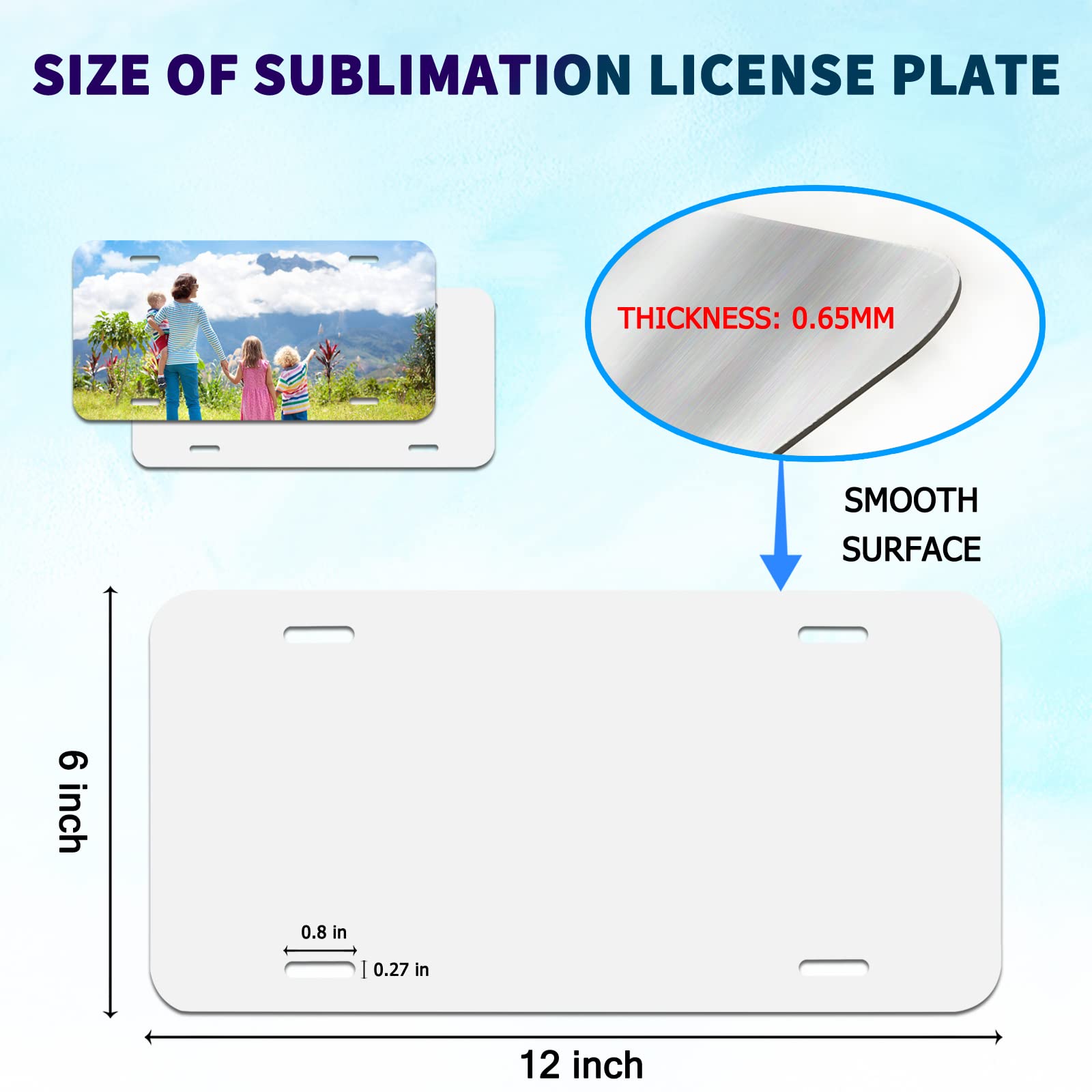 10 Pack Sublimation License Plate Blanks - 0.65mm Thick Aluminum Plates for Heat Transfer, DIY Custom Design (White) - Perfect for Car, Motorcycle & Home Decoration Projects