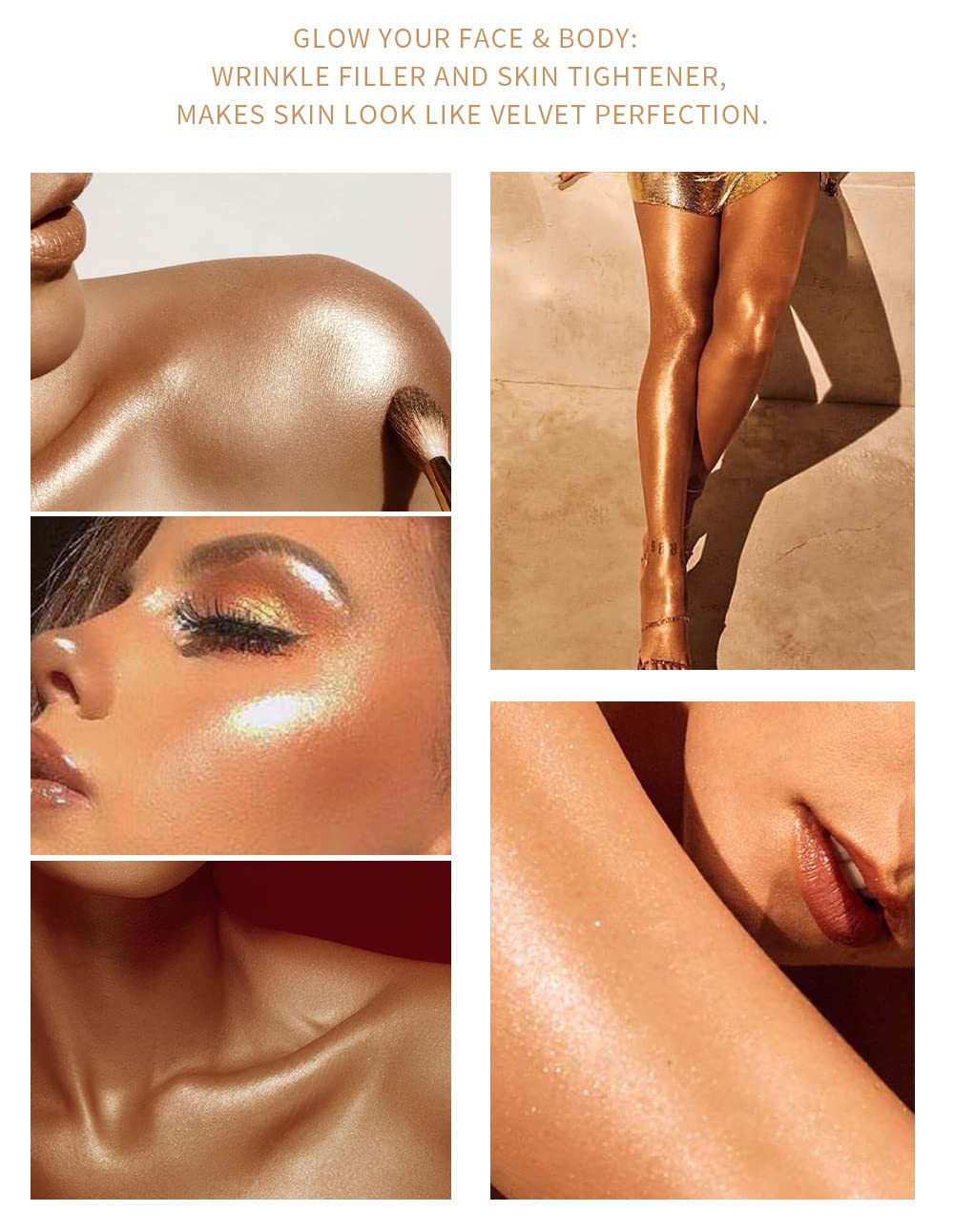 Julystar Liquid Body Highlighter - Full Body Illuminating Glow Drops for Face & Body, Shimmering Highlighter Makeup (02# Golden Glow) - Perfect for Beach Parties, Summer Vacations & Night Out Makeup
