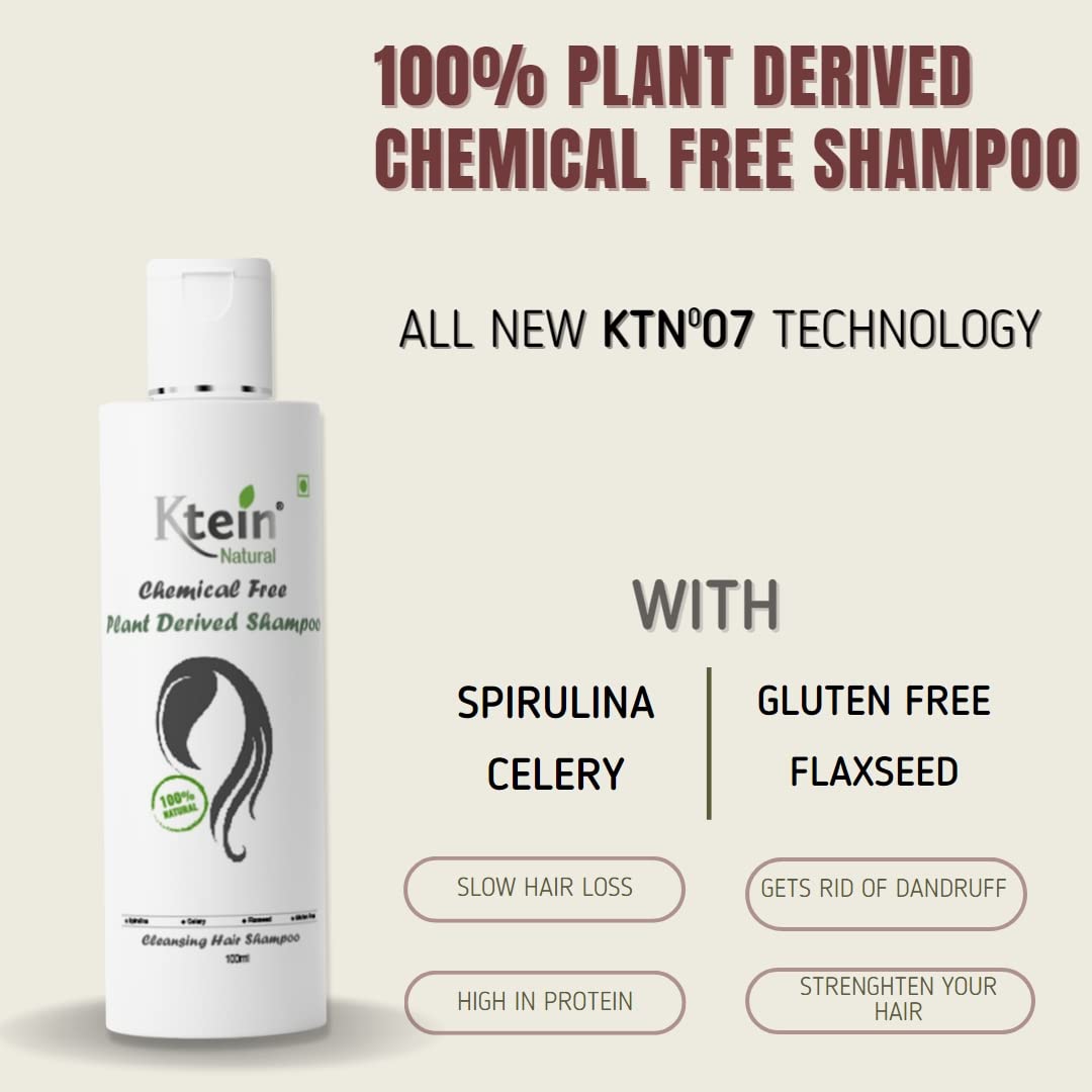 Ktein Natural Chemical-Free Plant-Derived Shampoo (100ml) - Gentle & Organic Hair Care for Daily Use, Travel & Sensitive Scalp