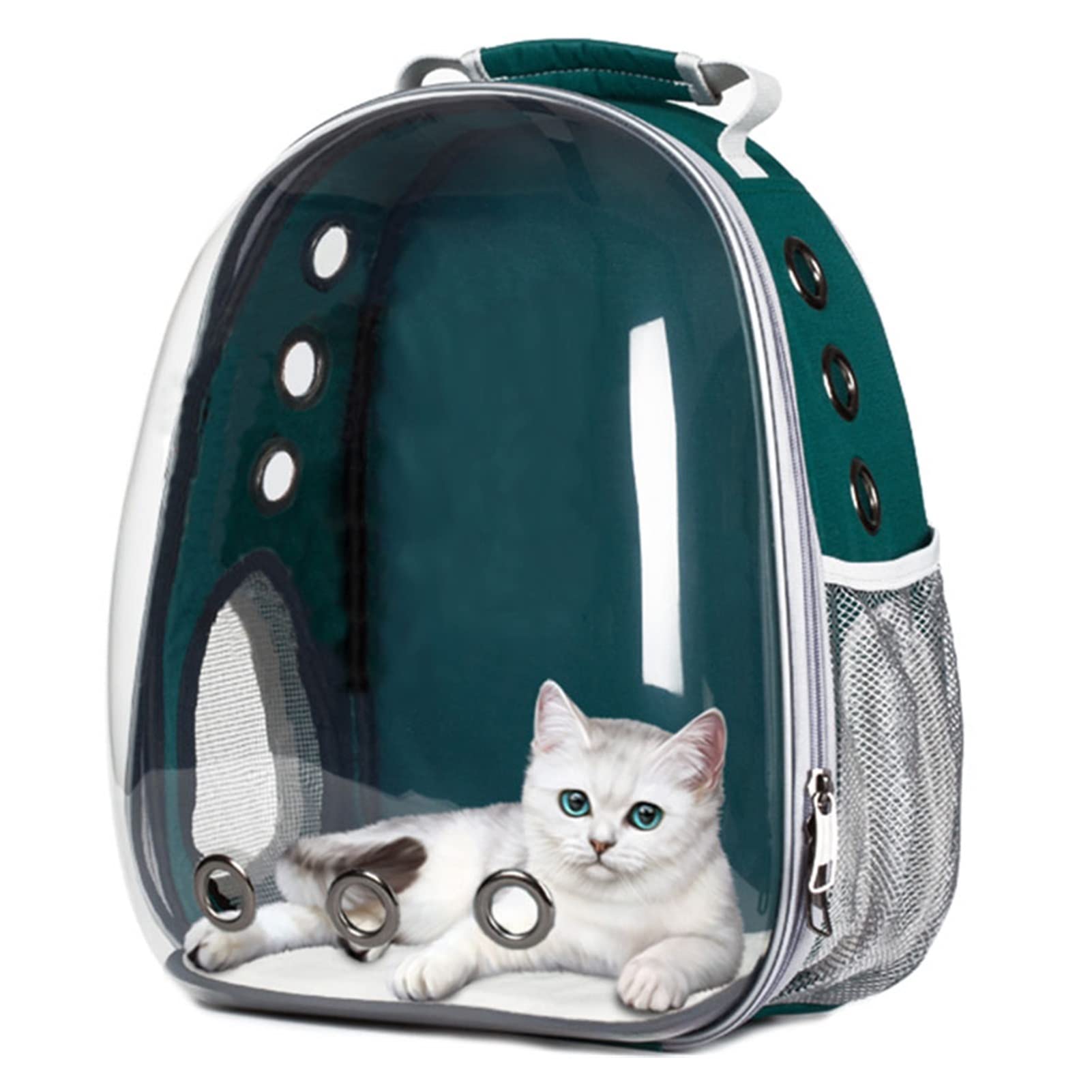 HYONLLA Transparent Pet Backpack Carrier for Small Cats & Dogs - Breathable Space Capsule Design, Medium Green Outdoor Travel Bag - Perfect for Hiking, Air Travel & Daily Commutes