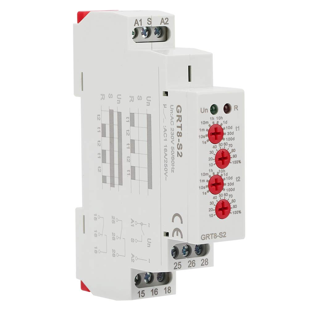 GRT8-2 Repeat Cycle Timer Relay - ON/OFF Asymmetric Electronic Time Delay Relay AC 220V - Perfect for Industrial Automation, HVAC Systems, and Lighting Control
