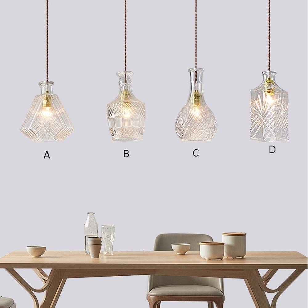 Modern LED Chandelier Lamp - Nordic Style Glass Pendant Light with E27 Socket, Transparent Carved Glass Shade for Ceiling Lighting - Perfect for Restaurant, Office, Bedroom, and Dining Room Decor