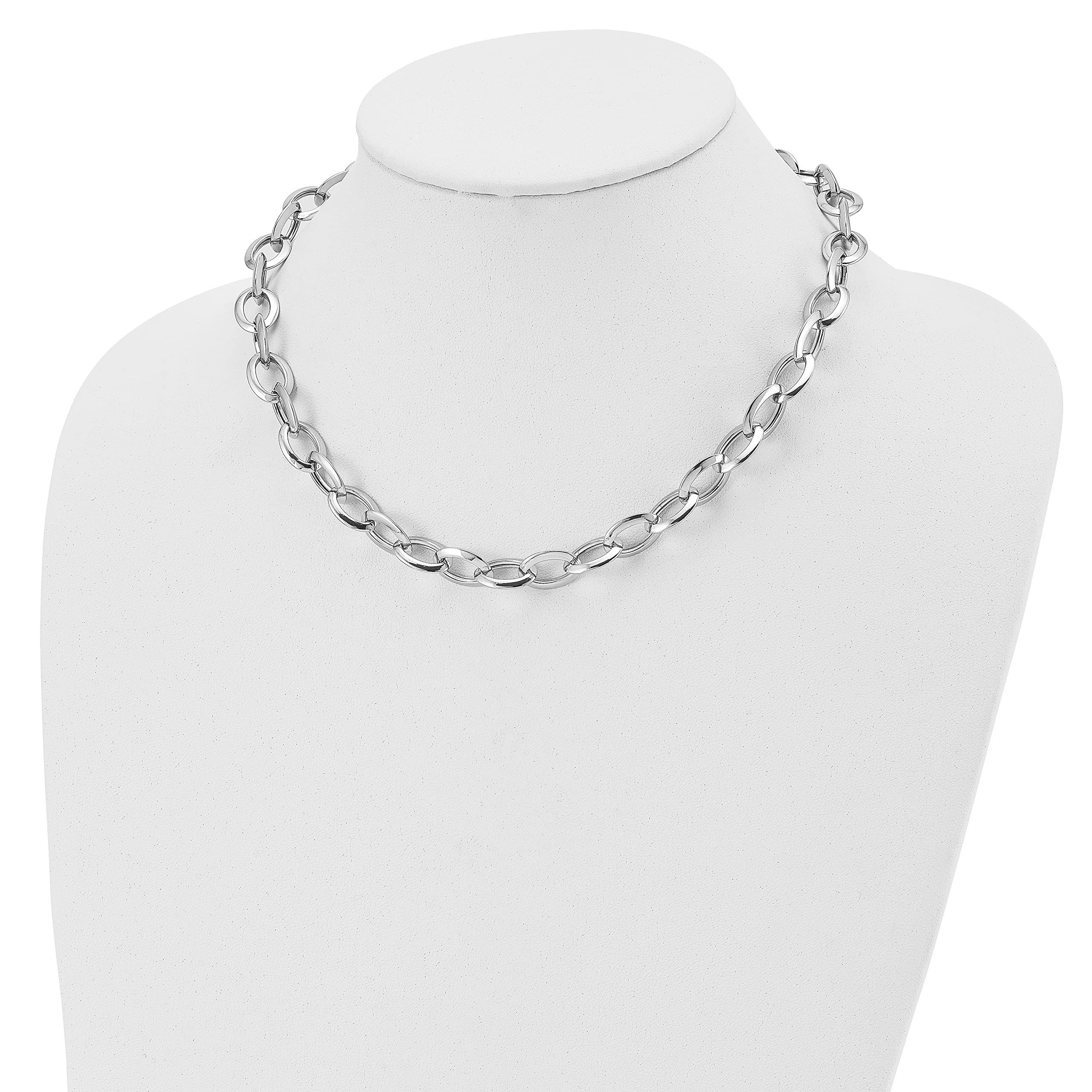 Elegant Avariah Sterling Silver Rhodium-Plated Fancy Link Necklace | 18
