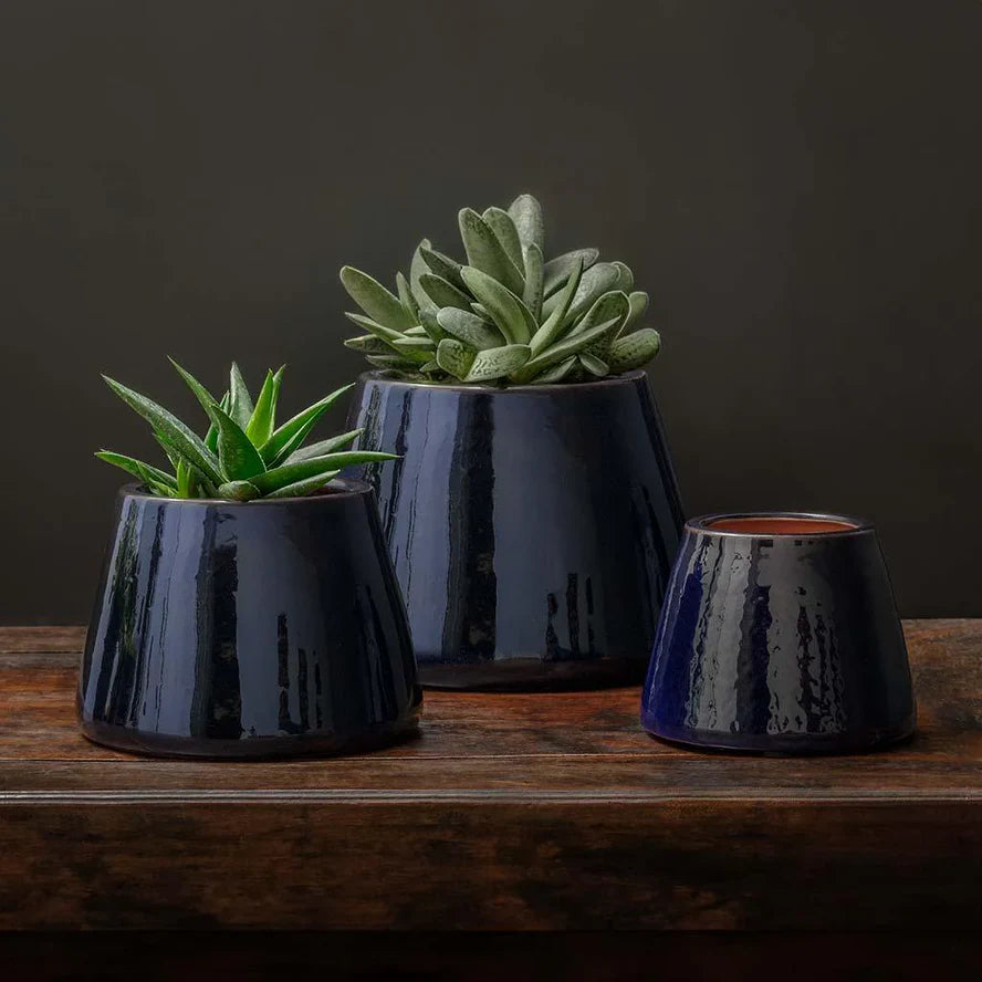 Handmade Ceramic Flower Pot - Small Sapphire Blue Planter for Indoor Plants, Succulents & Herbs | Campania International | Perfect for Home Decor, Office Desk & Garden Gifts