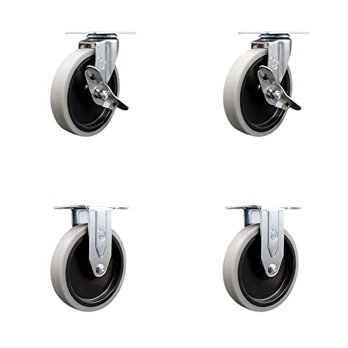 2 Swivel w/2 Side Lock Brakes - 2 Rigid