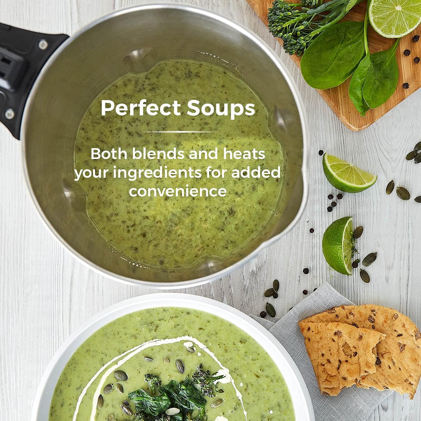 T12031 1000W Smart Soup & Smoothie Blender with 1.6L Stainless Steel Jug, Sharp Blades for Smoothies, Soups, Baby Food - Perfect for Kitchen, Office, Healthy Lifestyle