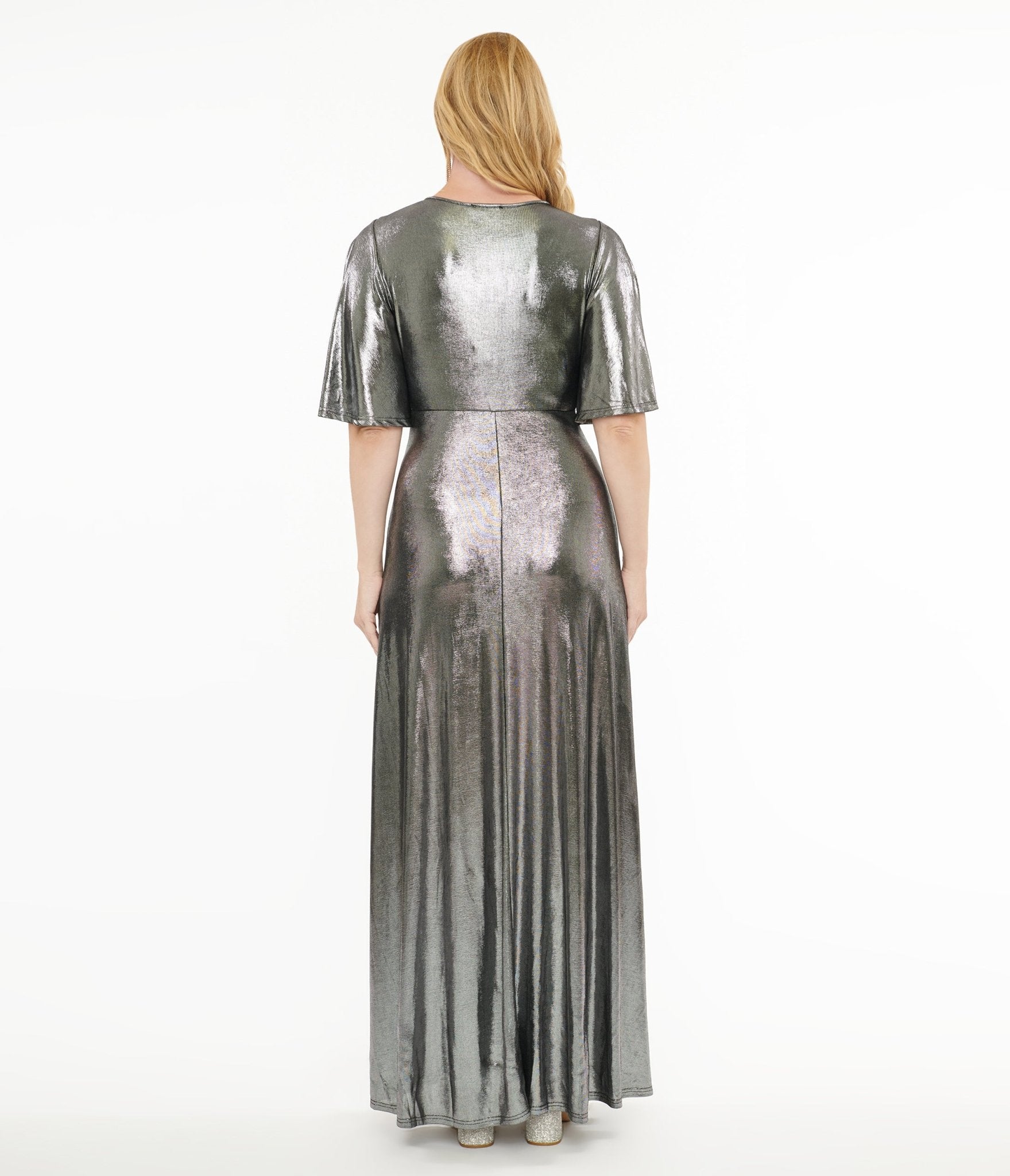 Vintage 1970s Metallic Silver Cutout Maxi Dress by Smak Parlour - Retro Party, Festival & Evening Wear for Women