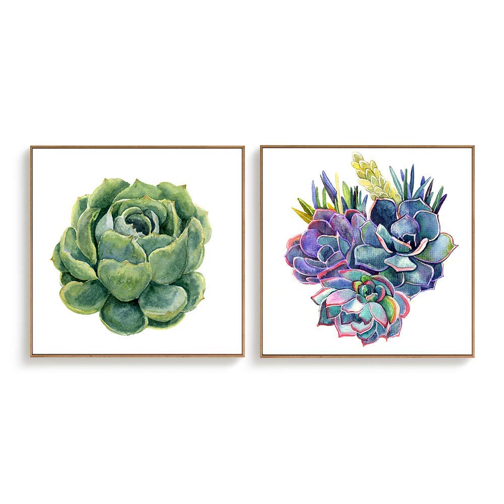 Floating Framed Canvas Wall Art - Green Plant & Cactus Prints (24