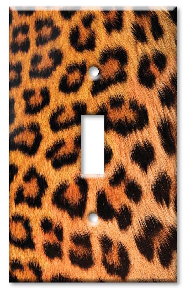Faux Leopard Fur Switch Plate Cover - Single Toggle Light Switch Plate - Elegant Home Decor for Living Room, Bedroom & Office
