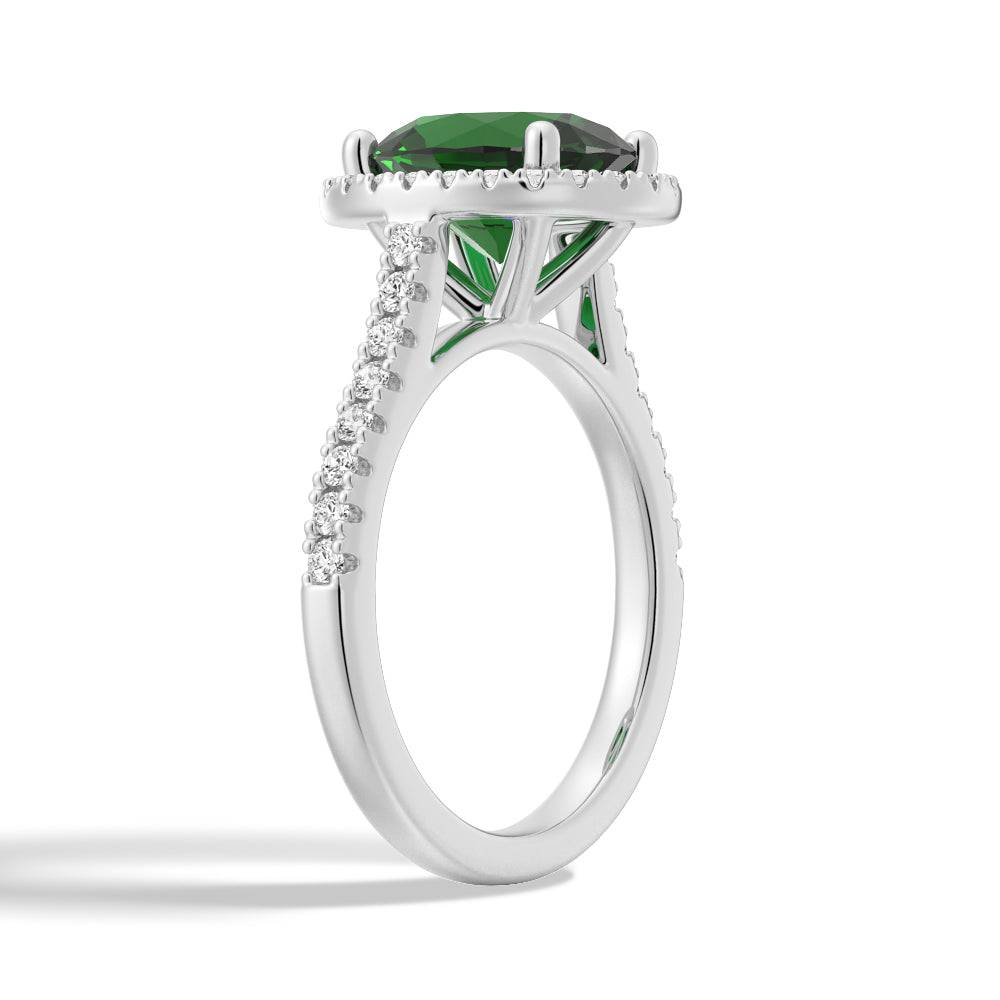 2 Carat Oval Emerald Halo Engagement Ring - Vintage Inspired Wedding Band for Women - Perfect for Proposals, Anniversaries & Special Occasions