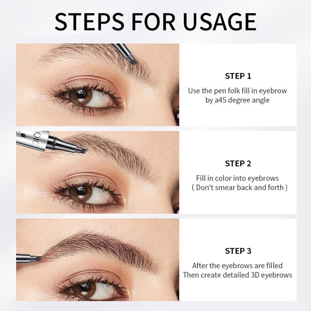 JMason Waterproof Tattoo Eyebrow Pencil - Professional Long Lasting Makeup with Quick Drying No Smudge Formula, 4-Point Tip Design (02 Dark Brown) for Everyday Makeup & Special Occasions