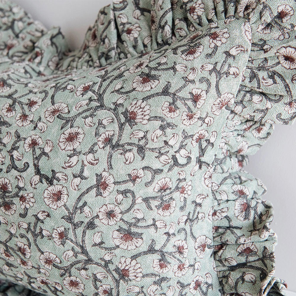 Handmade Linen Block Printed Pillow Cover No. 0232 - Bohemian Home Decor for Living Room, Bedroom & Sofa