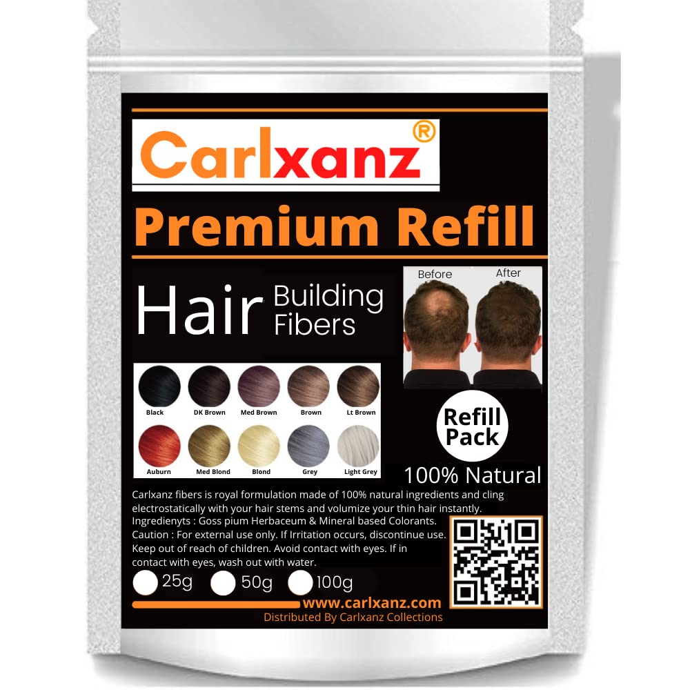 250g Black Hair Fibers Refill Powder - Keratin Hair Building Fibers for Thinning Hair & Bald Spots | Instant Hair Loss Concealer for Fuller, Thicker Hair | Perfect for Daily Use & Special Occasions