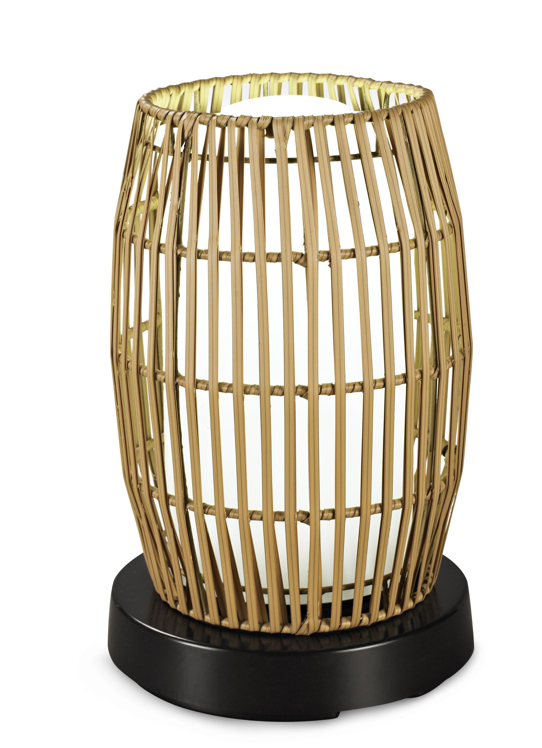 PatioGlo Resin Bamboo Shade LED Table Lamp - Bright White Light for Outdoor & Indoor Use - Perfect for Patio, Garden, Deck, and Living Room Decor