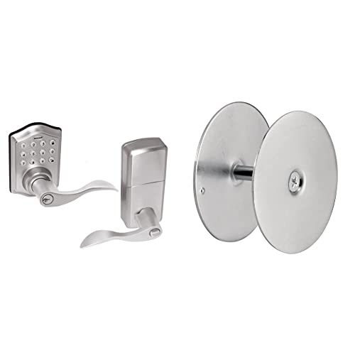 Honeywell 8734301 Electronic Entry Lever Door Lock with Door Hole Cover Plate - Satin Nickel Finish, 6.5 x 8.8 x 9 inches, 2-5/8 in. Diameter - Secure Keyless Entry for Homes, Offices & Commercial Buildings