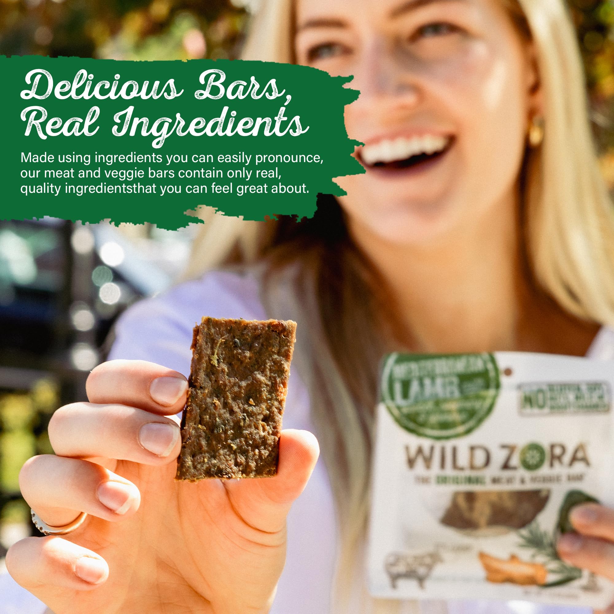Wild Zora Mediterranean Lamb Meat & Veggie Bars - 10 Pack | 100% Grass-Fed Lamb Jerky | Paleo, AIP, Gluten & Soy Free | High Protein Snacks for Hiking, Camping & Keto Diet | No Added Sweetener
