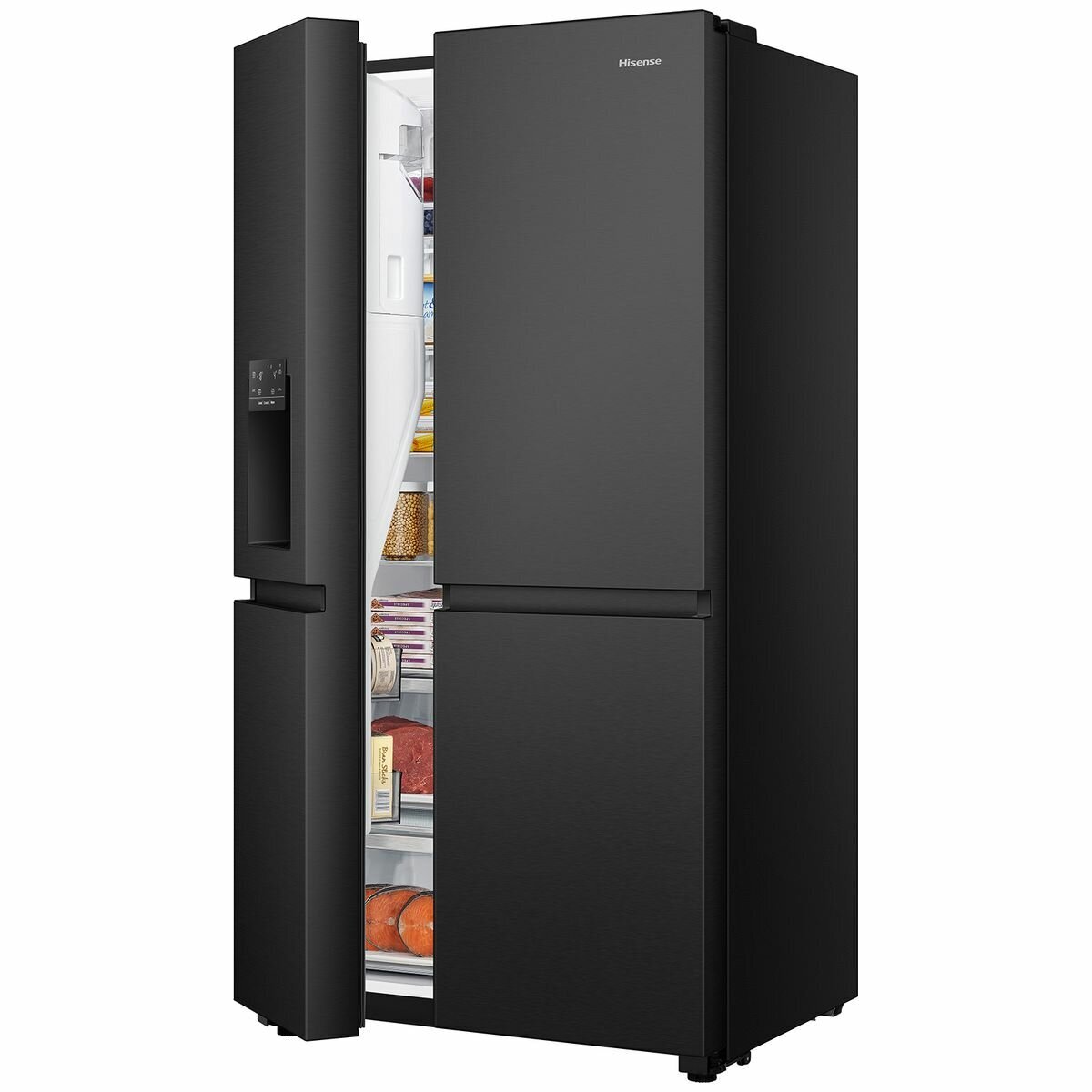 Hisense 632L Side by Side Refrigerator - Black Steel (HRSBS632BW) | Energy Efficient, Spacious Design for Modern Kitchens & Large Families