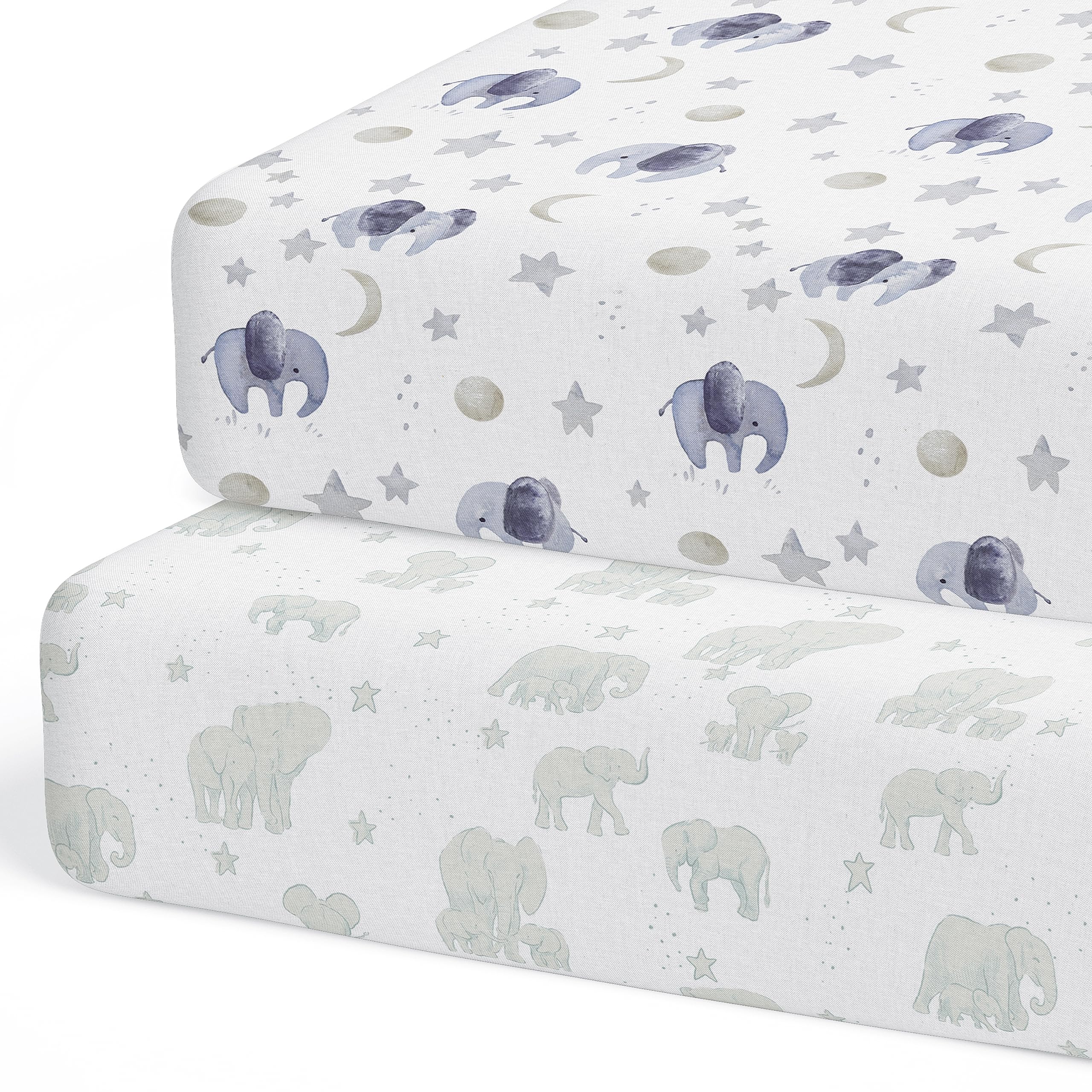 Sorrel + Fern Premium Fitted Crib Sheets - Buttery Soft Cotton Blend for Standard Crib Mattress - Watercolor Elephant Design - Perfect for Nursery, Baby Shower Gifts & Newborn Sleep Comfort